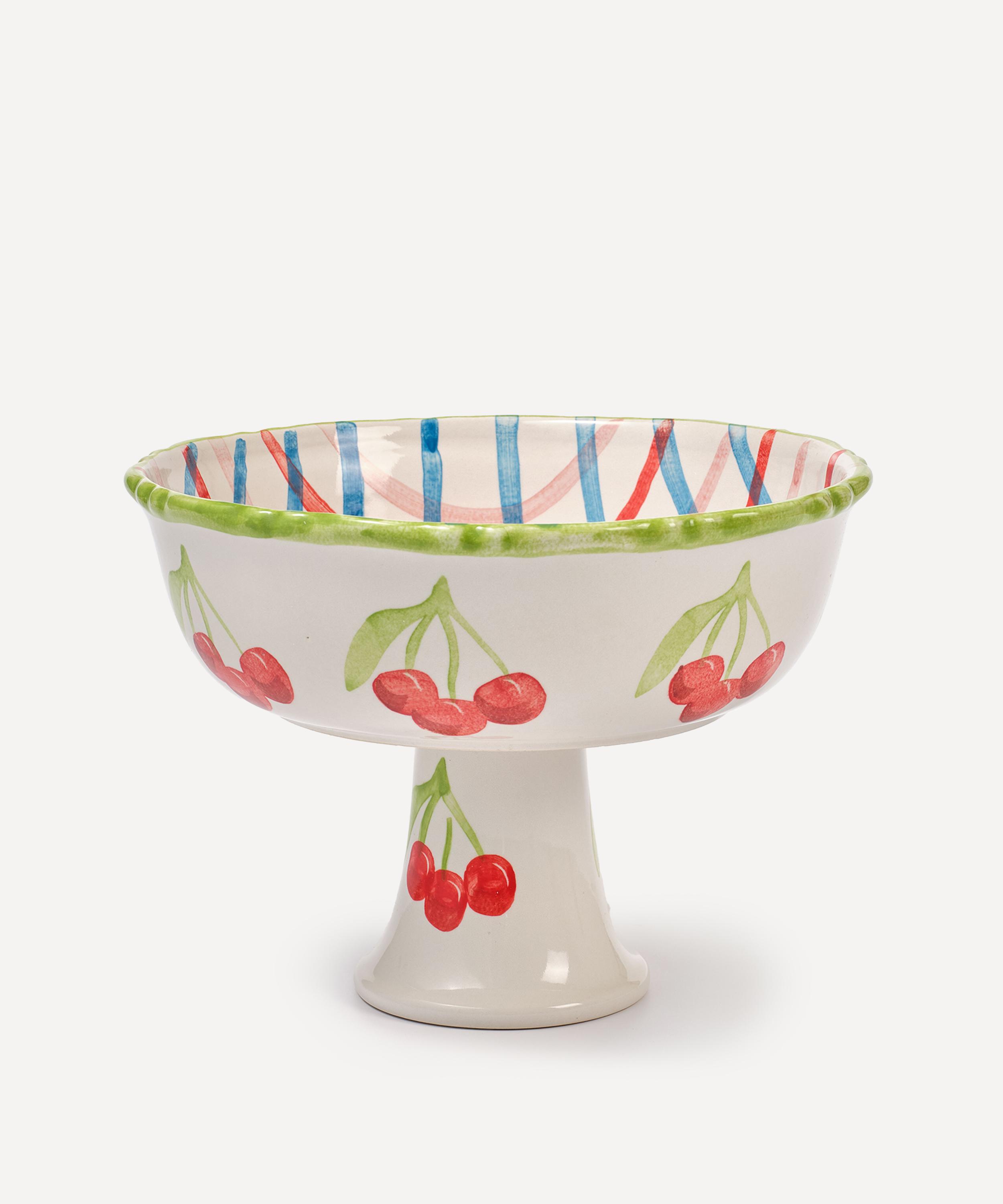 Damson Madder - Frilly Check Pedestal Bowl image number 0