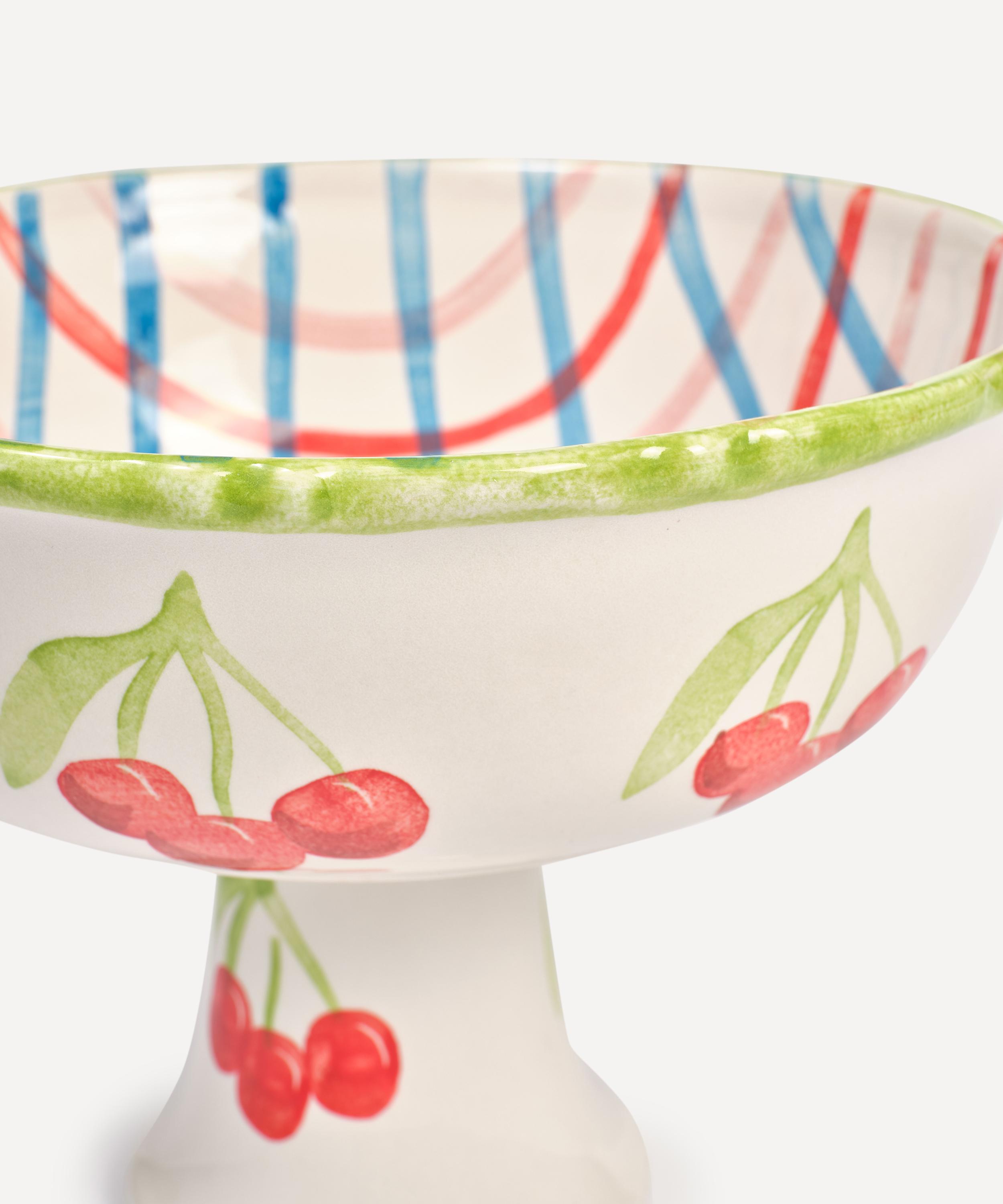 Damson Madder - Frilly Check Pedestal Bowl image number 1
