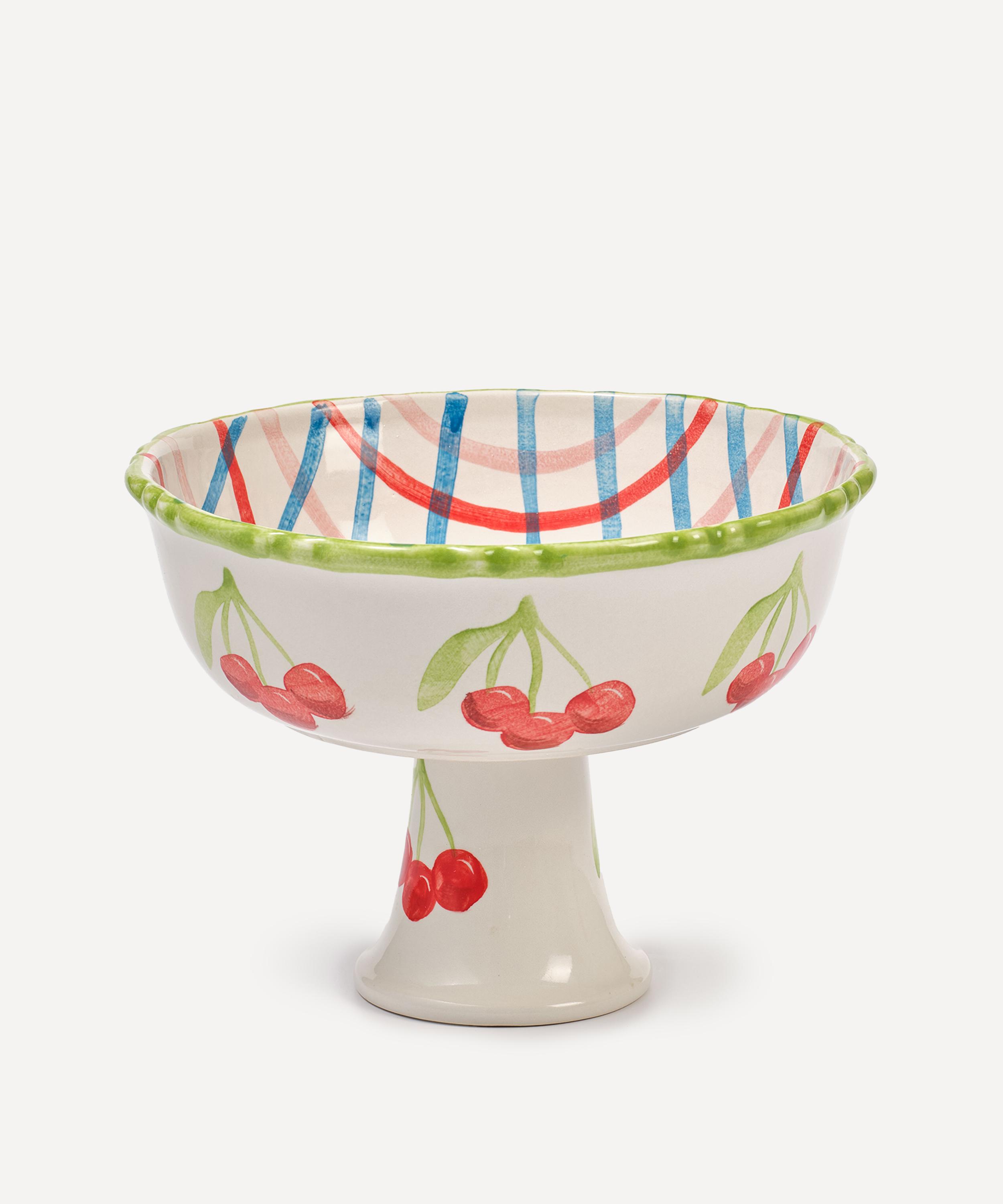 Damson Madder - Frilly Check Pedestal Bowl image number 2