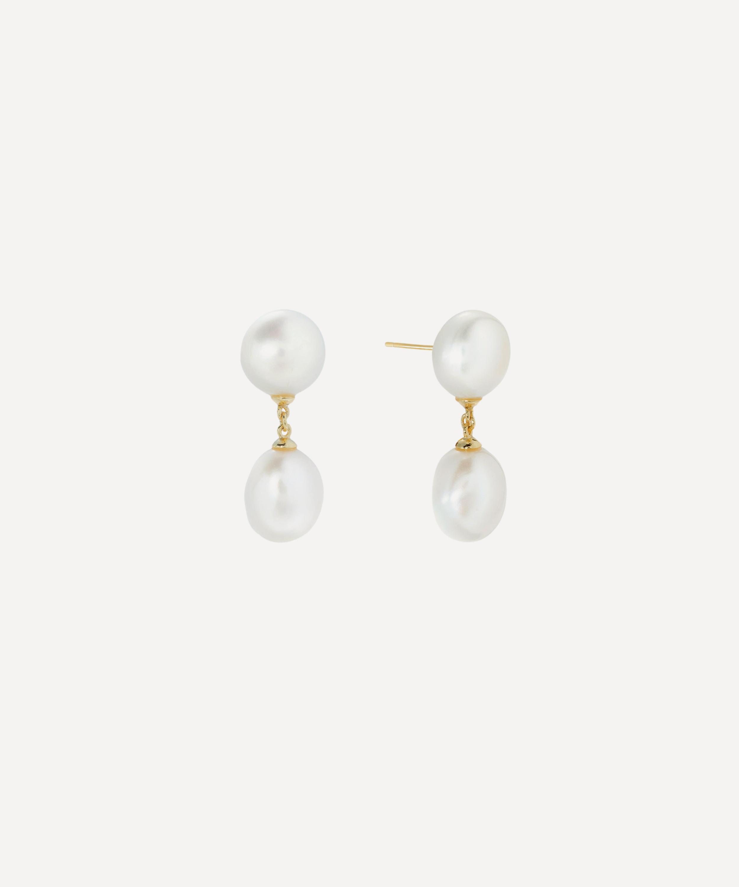 SHASHI - 14ct Gold-Plated Pearl Drop Earrings image number 0