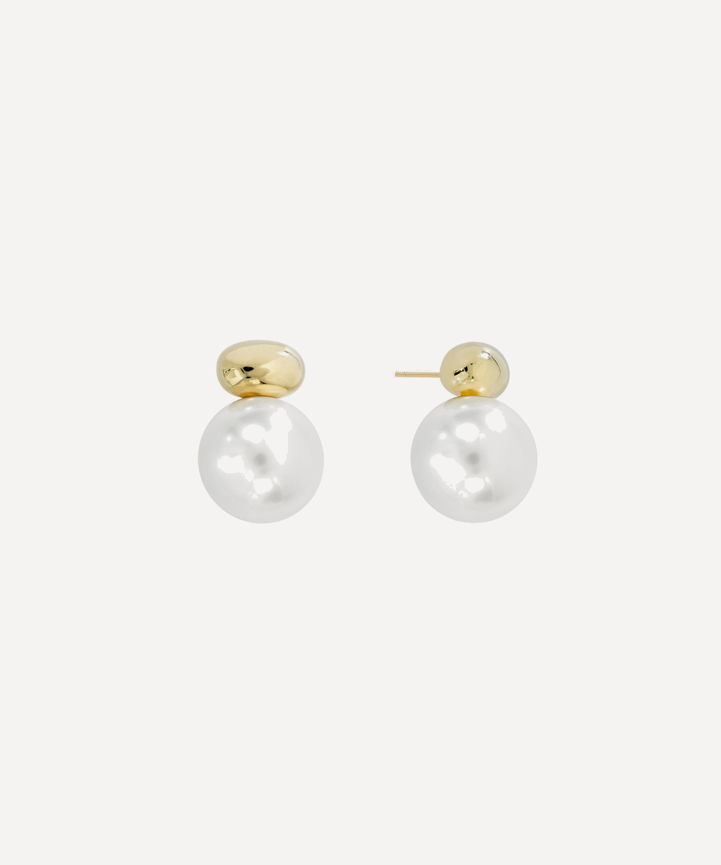 SHASHI - 14ct Gold-Plated Empress Pearl Drop Earrings image number 0