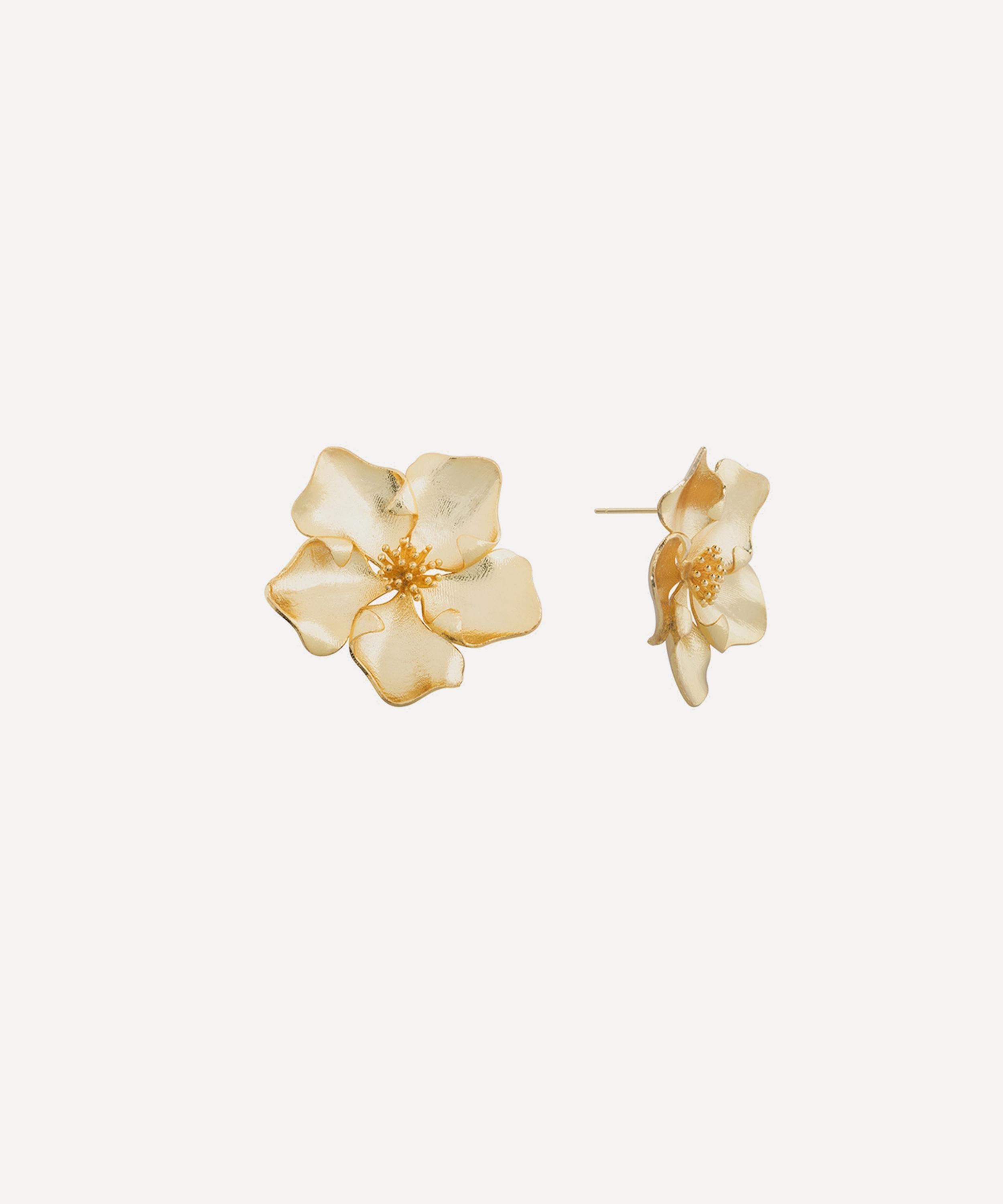 SHASHI - Gold-Plated Iys Flower Stud Earrings