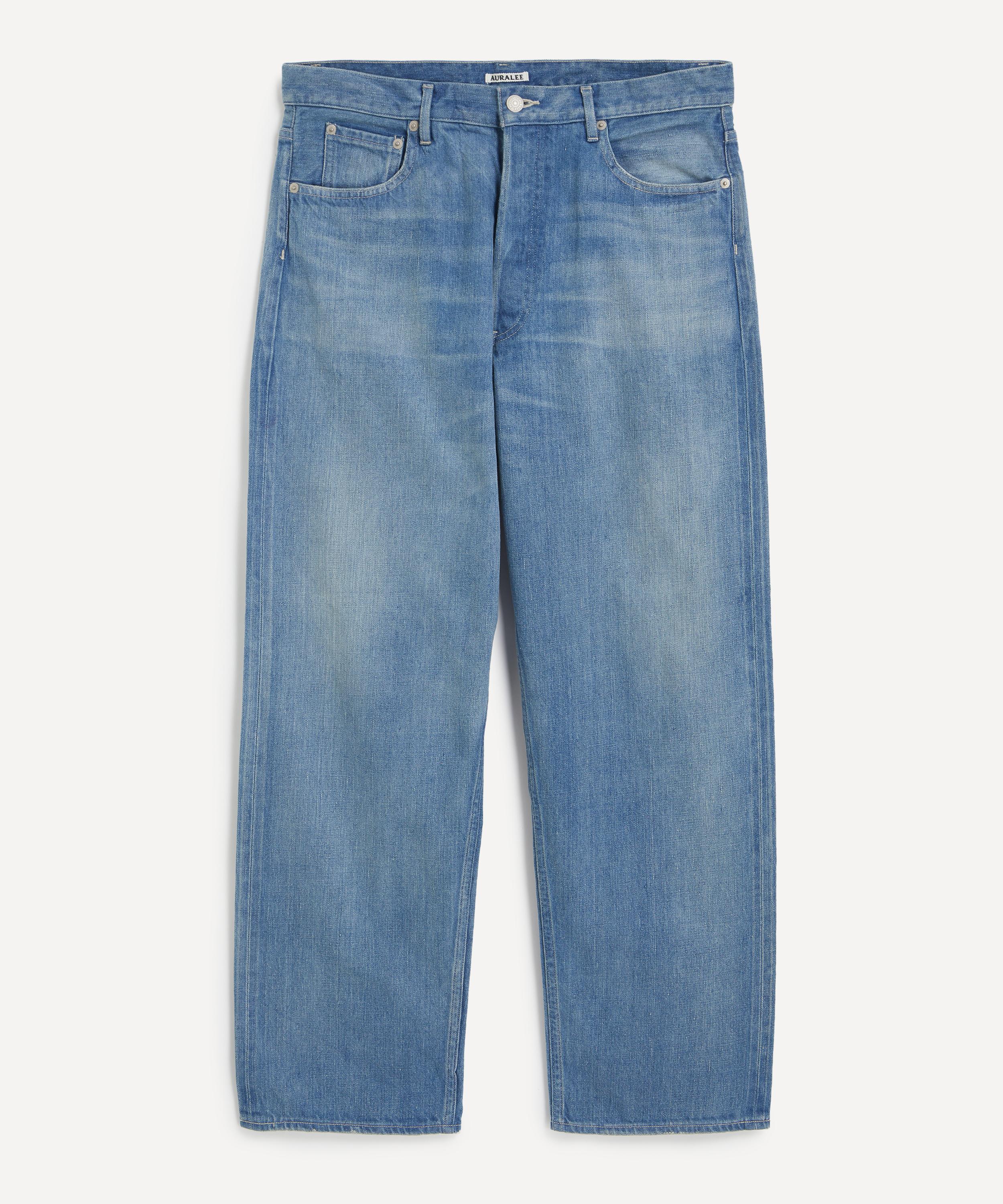 パンツ Auralee Selvedge Faded Light Denim 5 Auralee Selvedge Faded Light Denim Wide Pants - Light Indigo