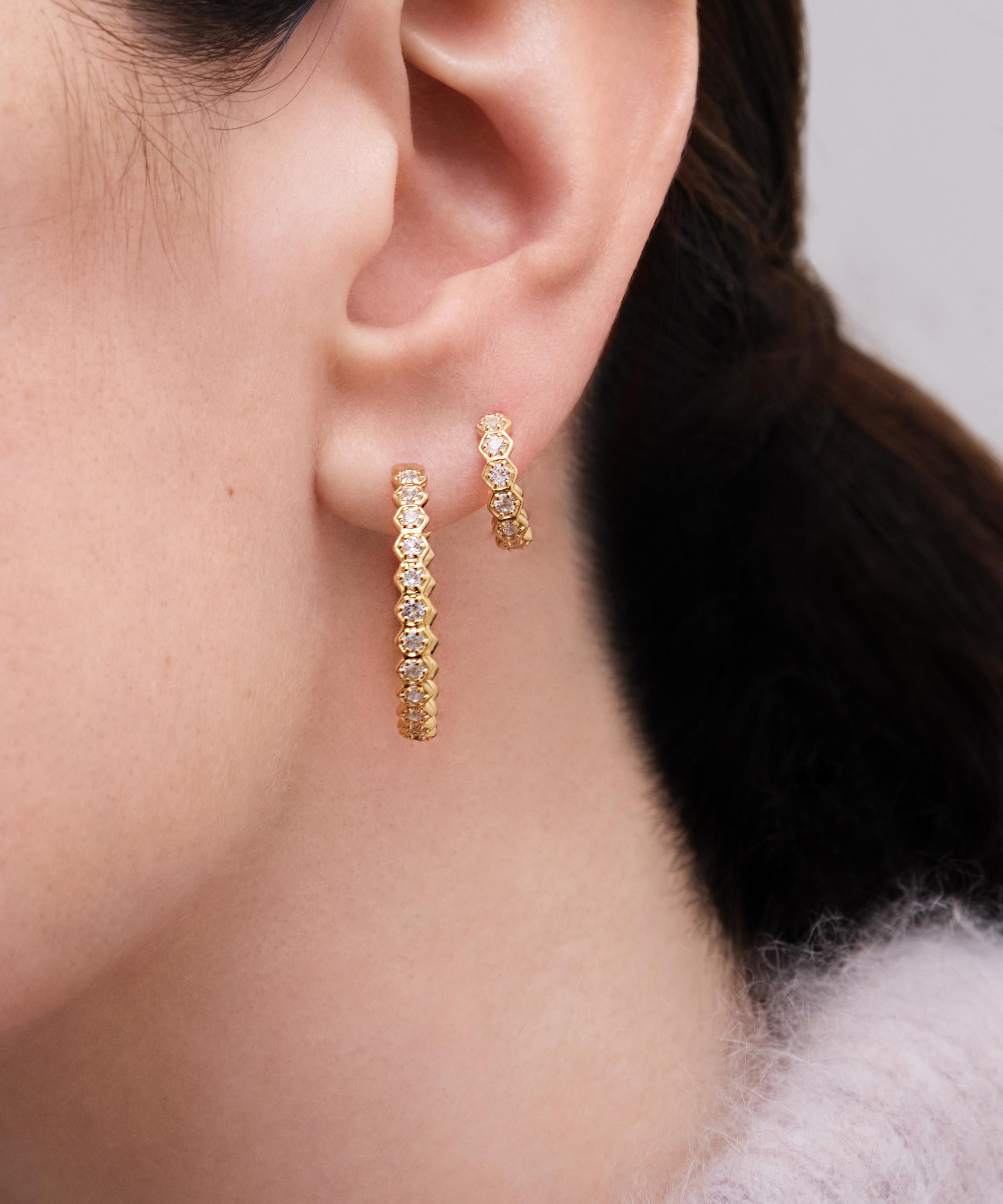 Astley Clarke - 18ct Gold Deco Shard Huggie Hoop Earrings image number 2