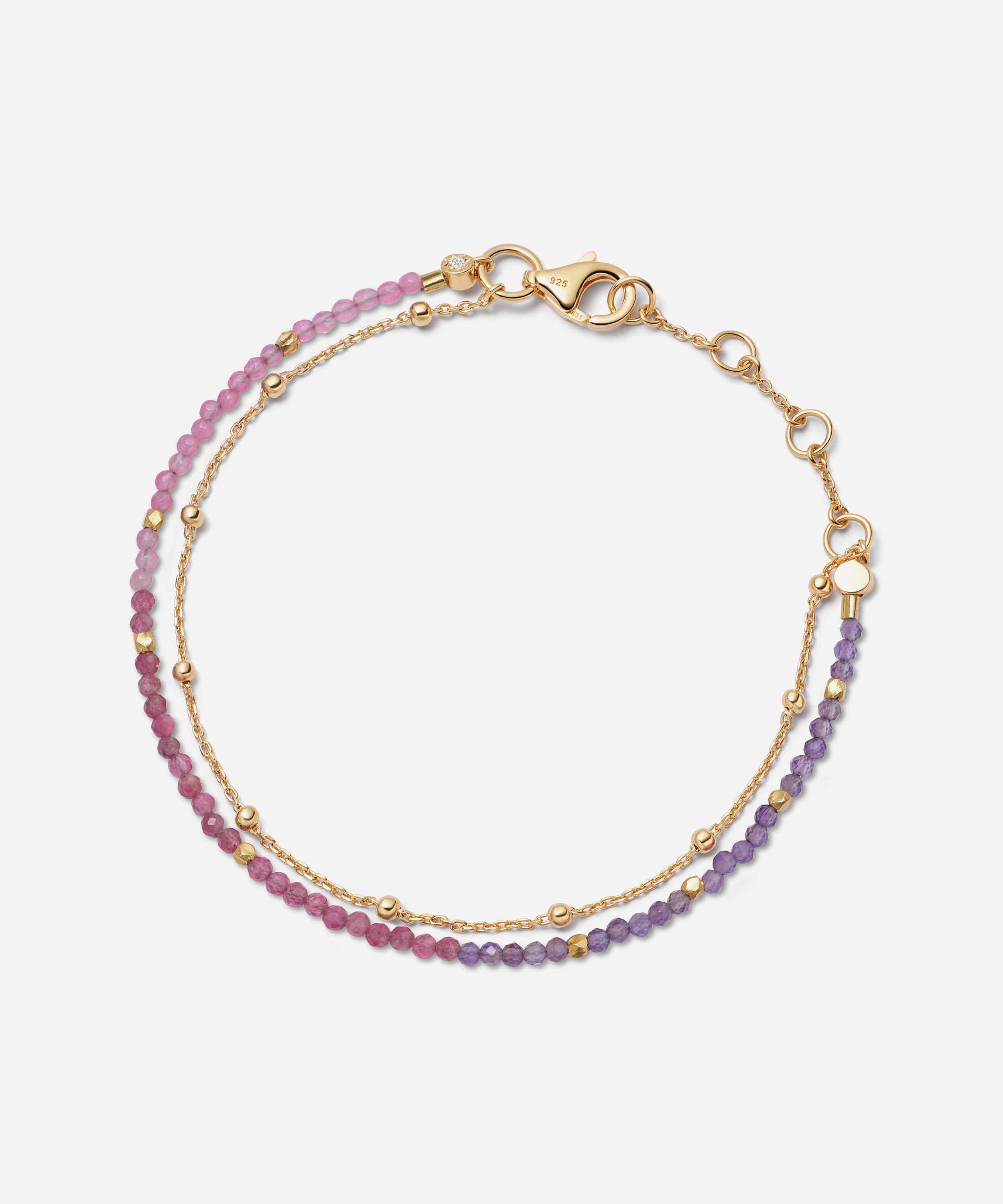 Astley Clarke - 18ct Gold-Plated Vermeil Silver Biography Purple and Pink Ombre Bracelet image number 0