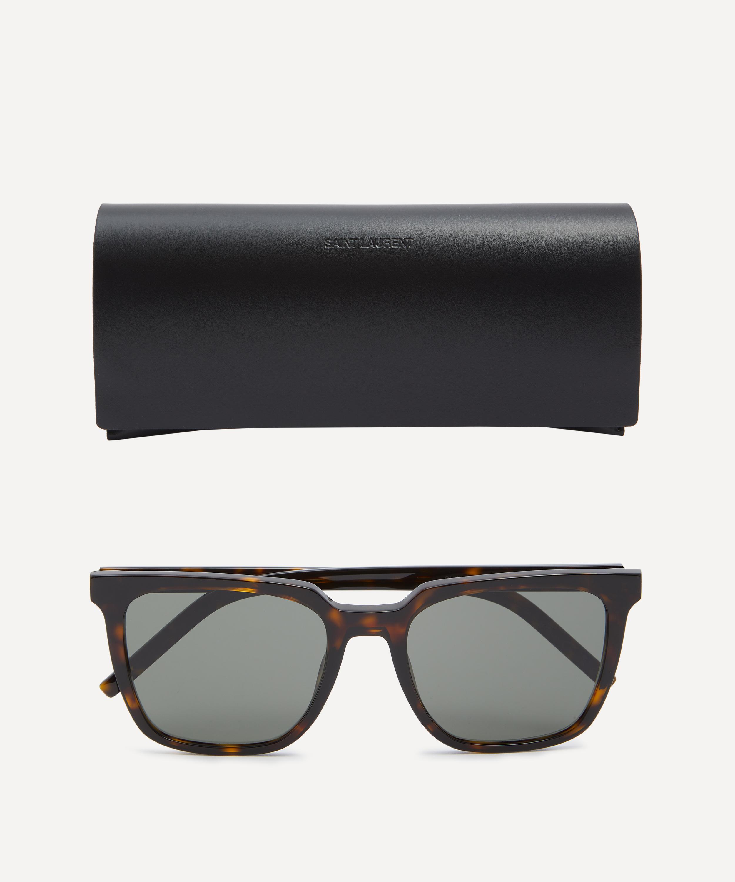 Saint Laurent - Havana Square Acetate Sunglasses image number 3