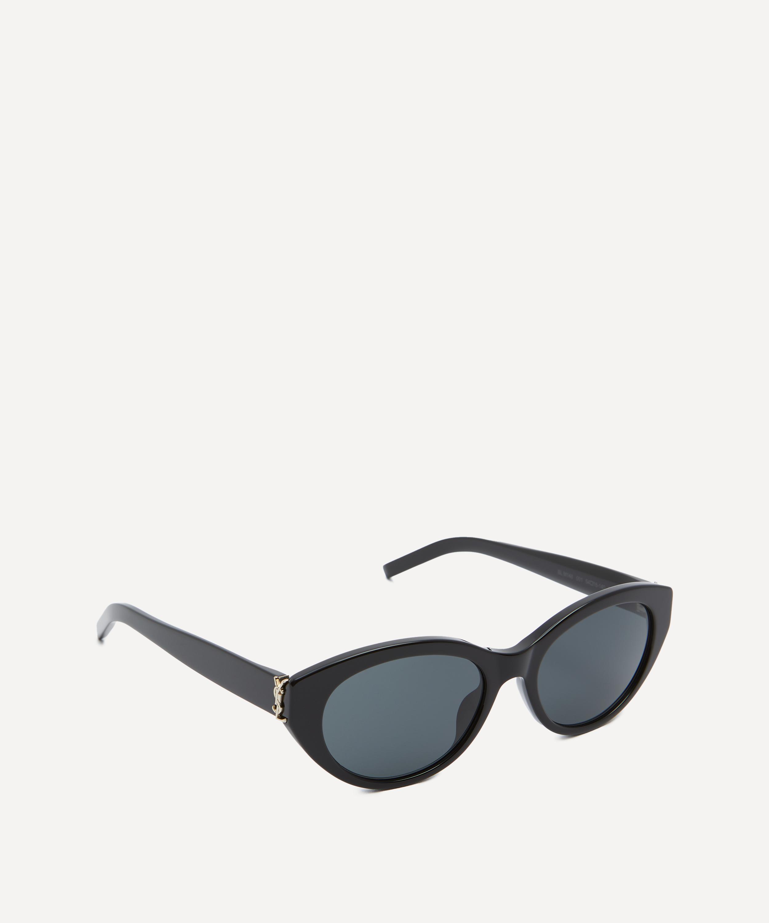 Saint Laurent - Black Cat-Eye Logo Sunglasses image number 1