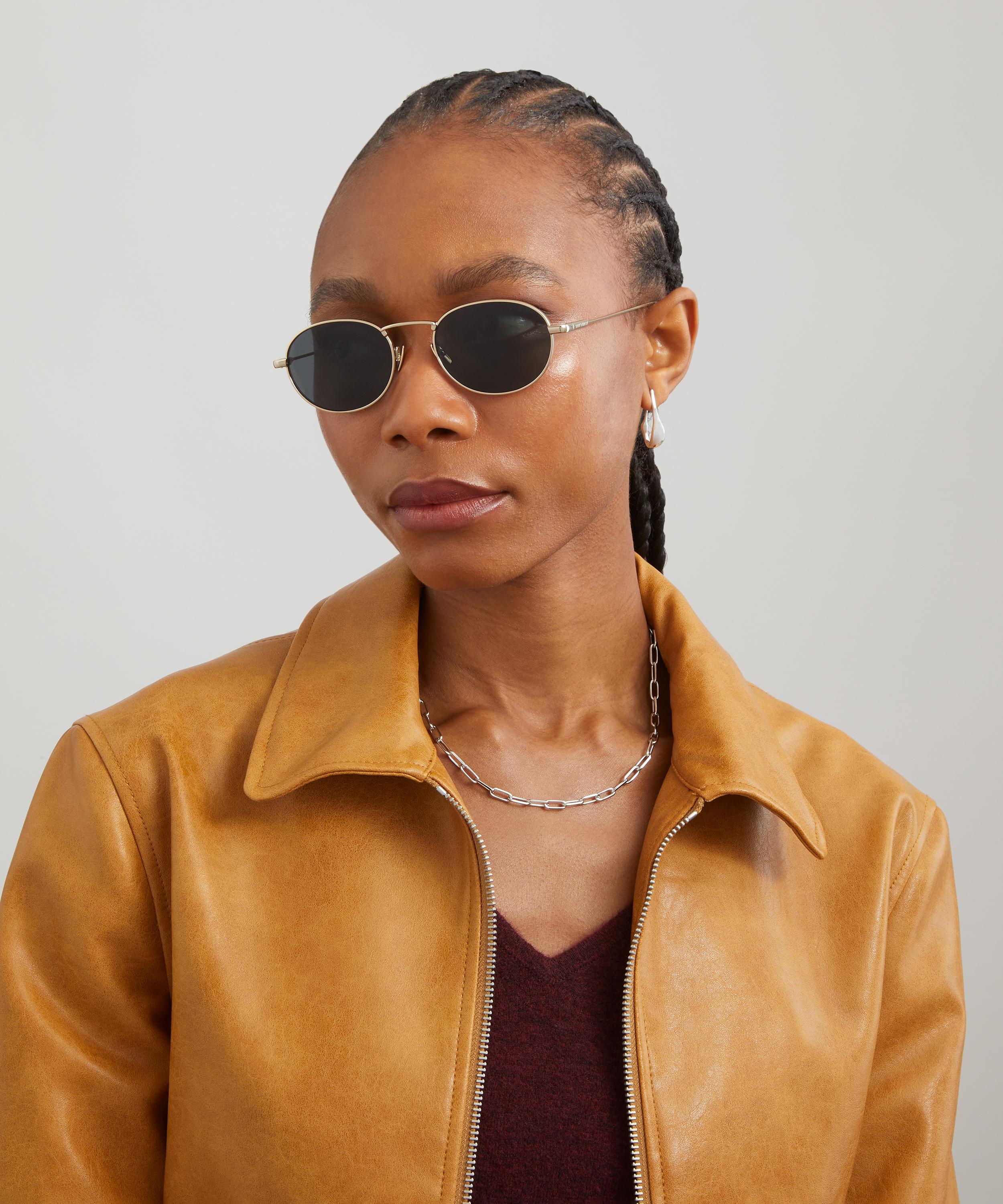 Saint Laurent - Silver-Tone Oval Sunglasses image number 0