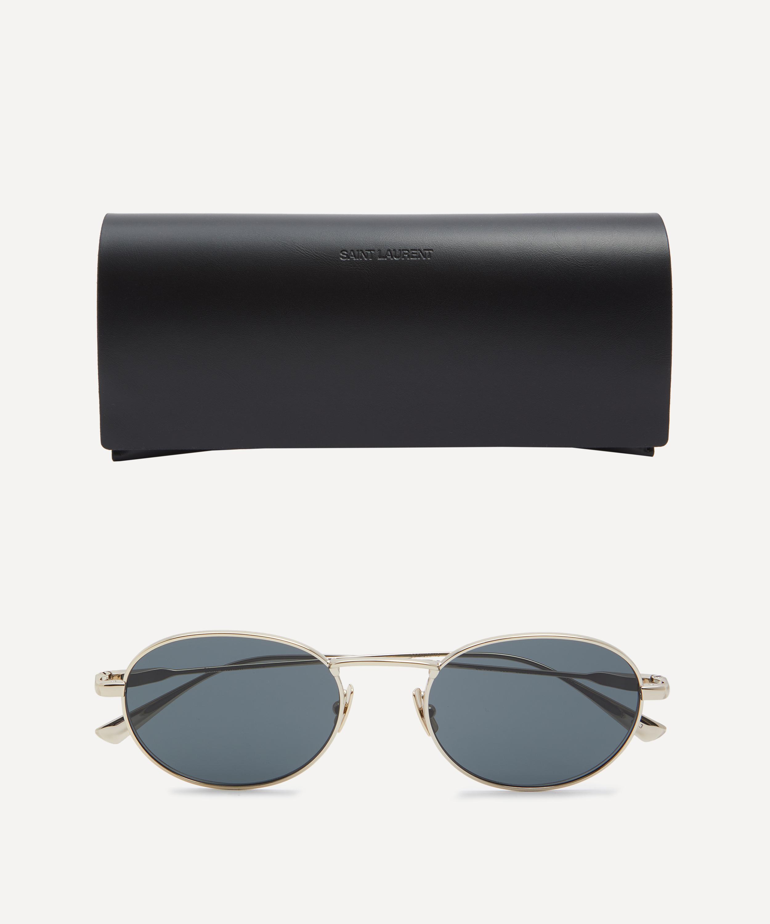 Saint Laurent - Silver-Tone Oval Sunglasses image number 3