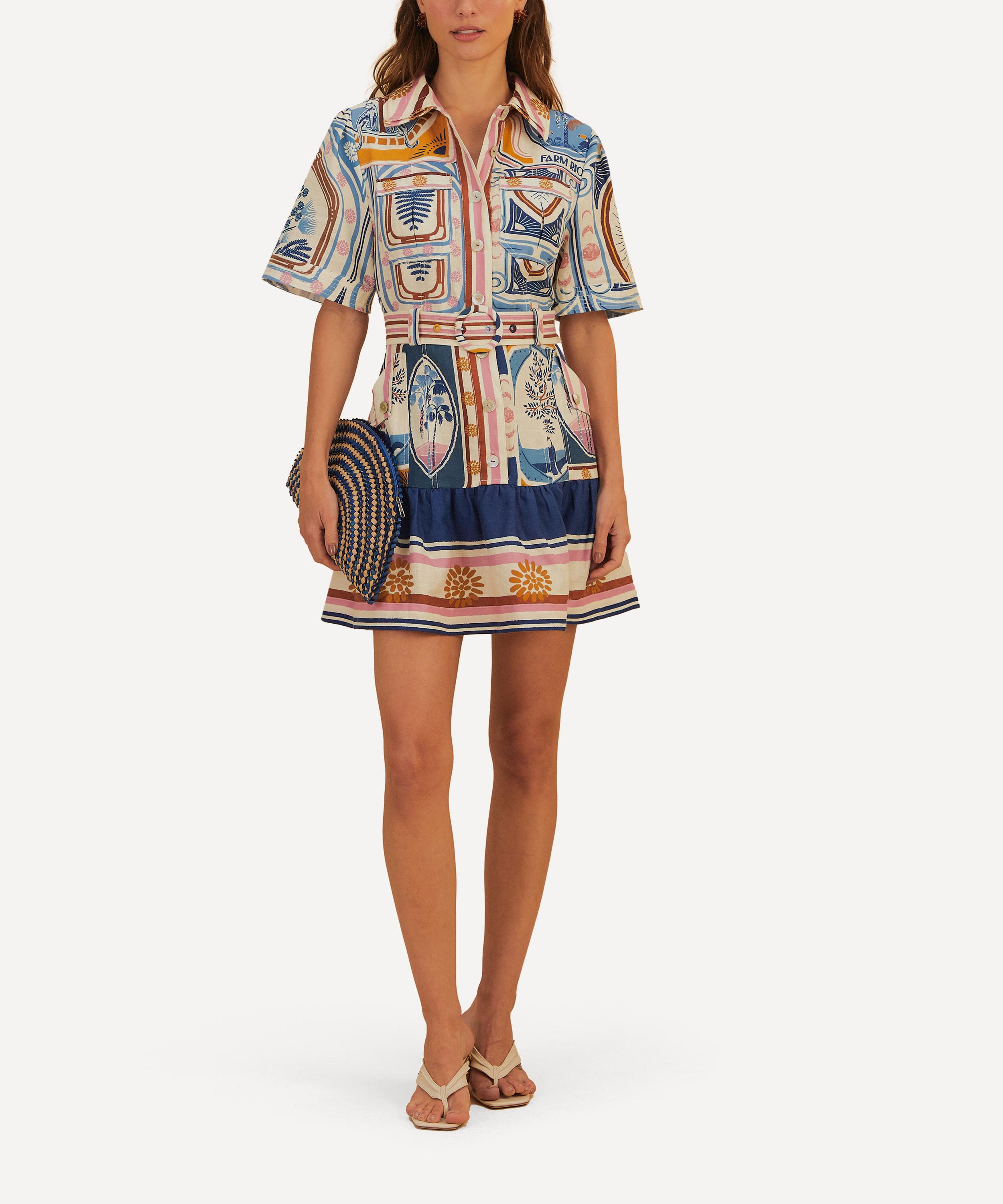 FARM Rio Cerrado Stamps Short-Sleeve Mini Dress | Liberty