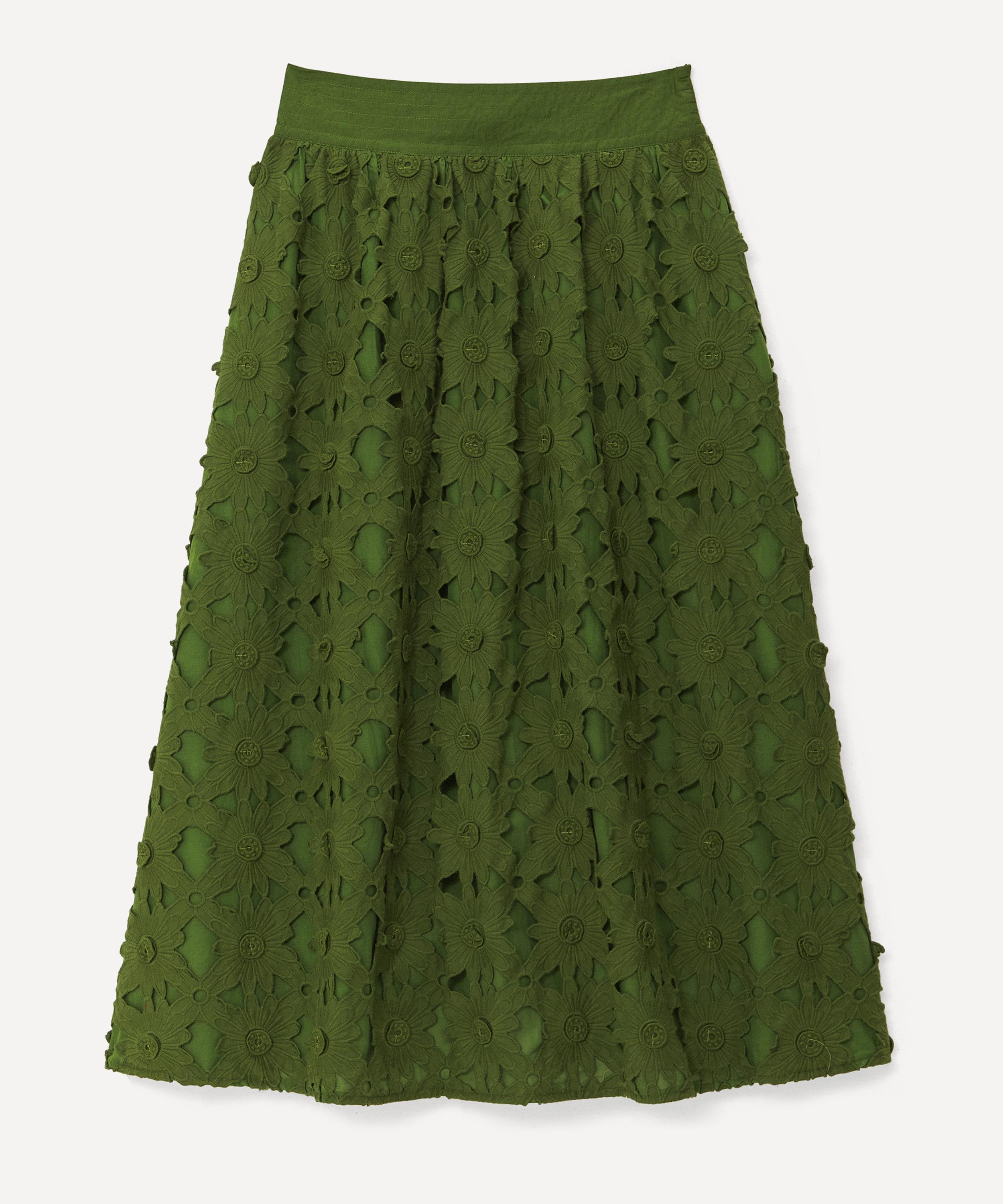 FARM Rio - Green Richelieu Midi Skirt image number 0