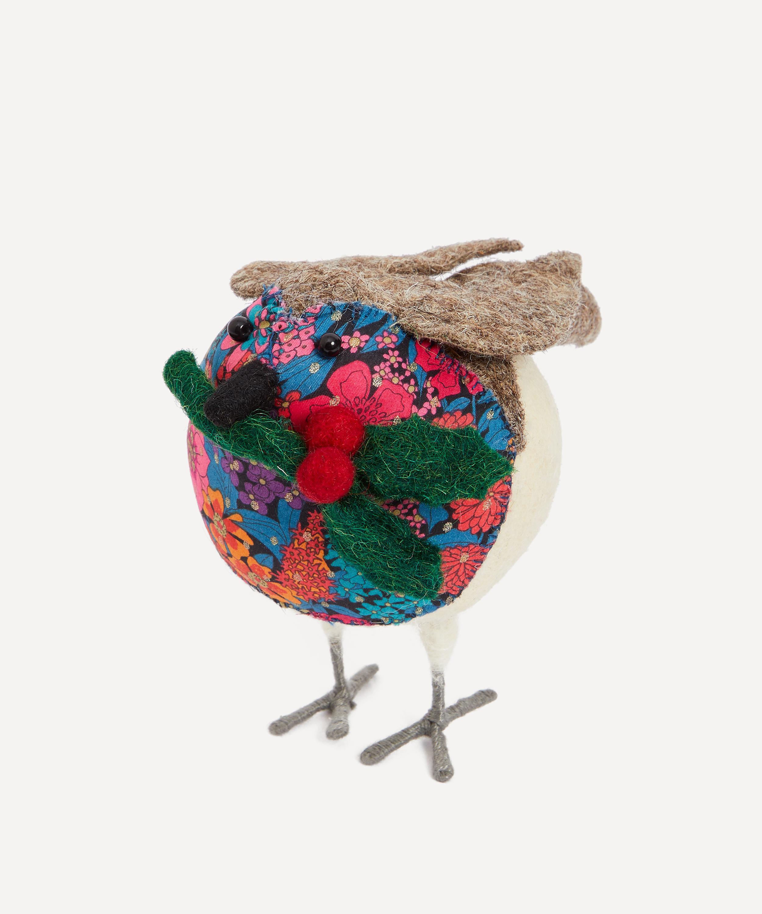 Christmas - Robin Liberty Print Small Felt Ornament image number 0