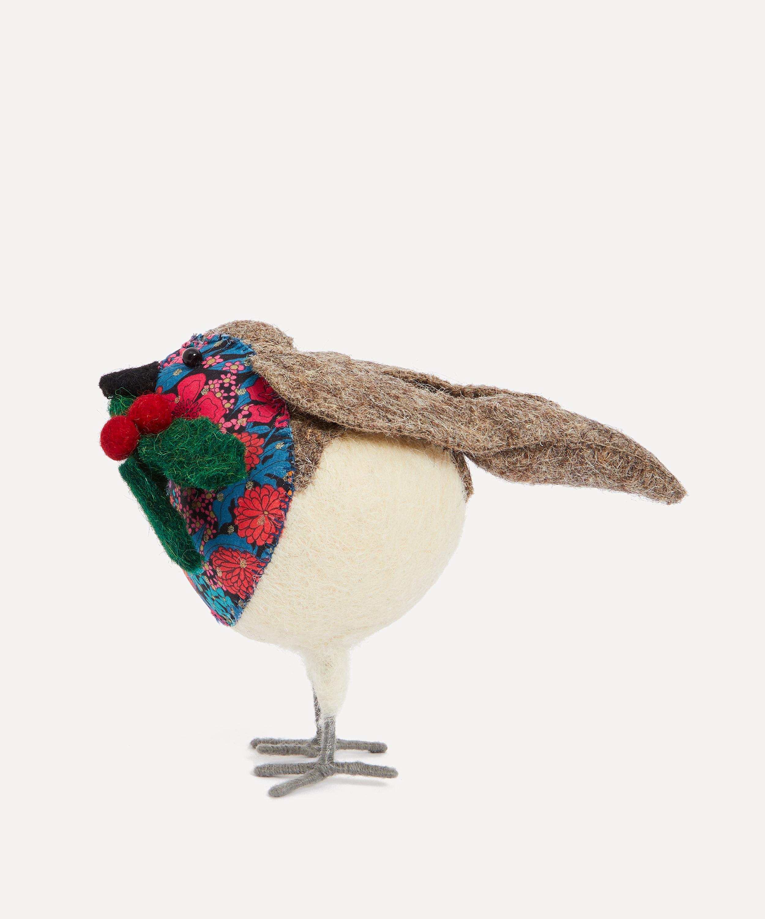 Christmas - Robin Liberty Print Small Felt Ornament image number 1