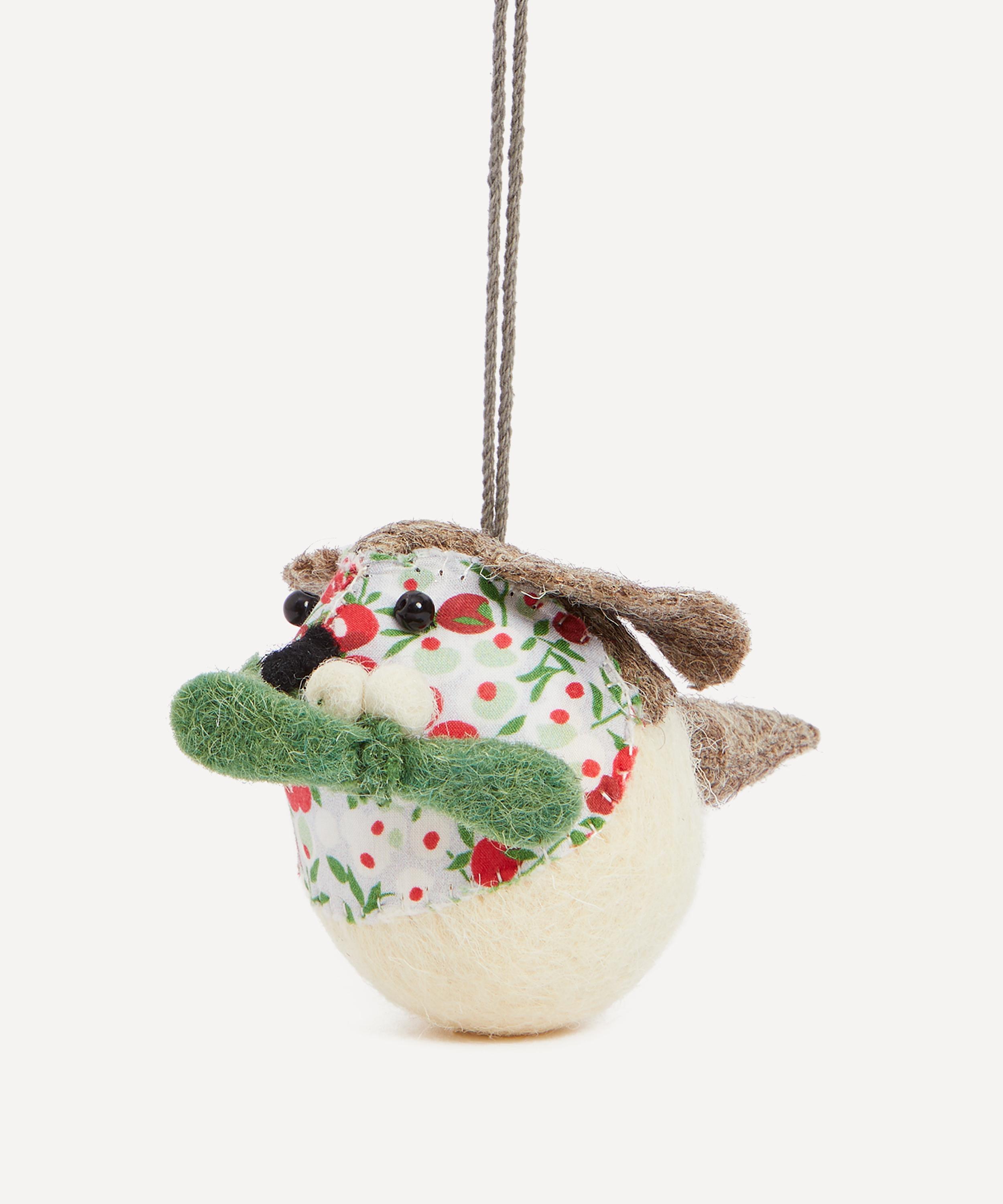 Christmas - Robin Mistletoe Liberty Print Felt Ornament