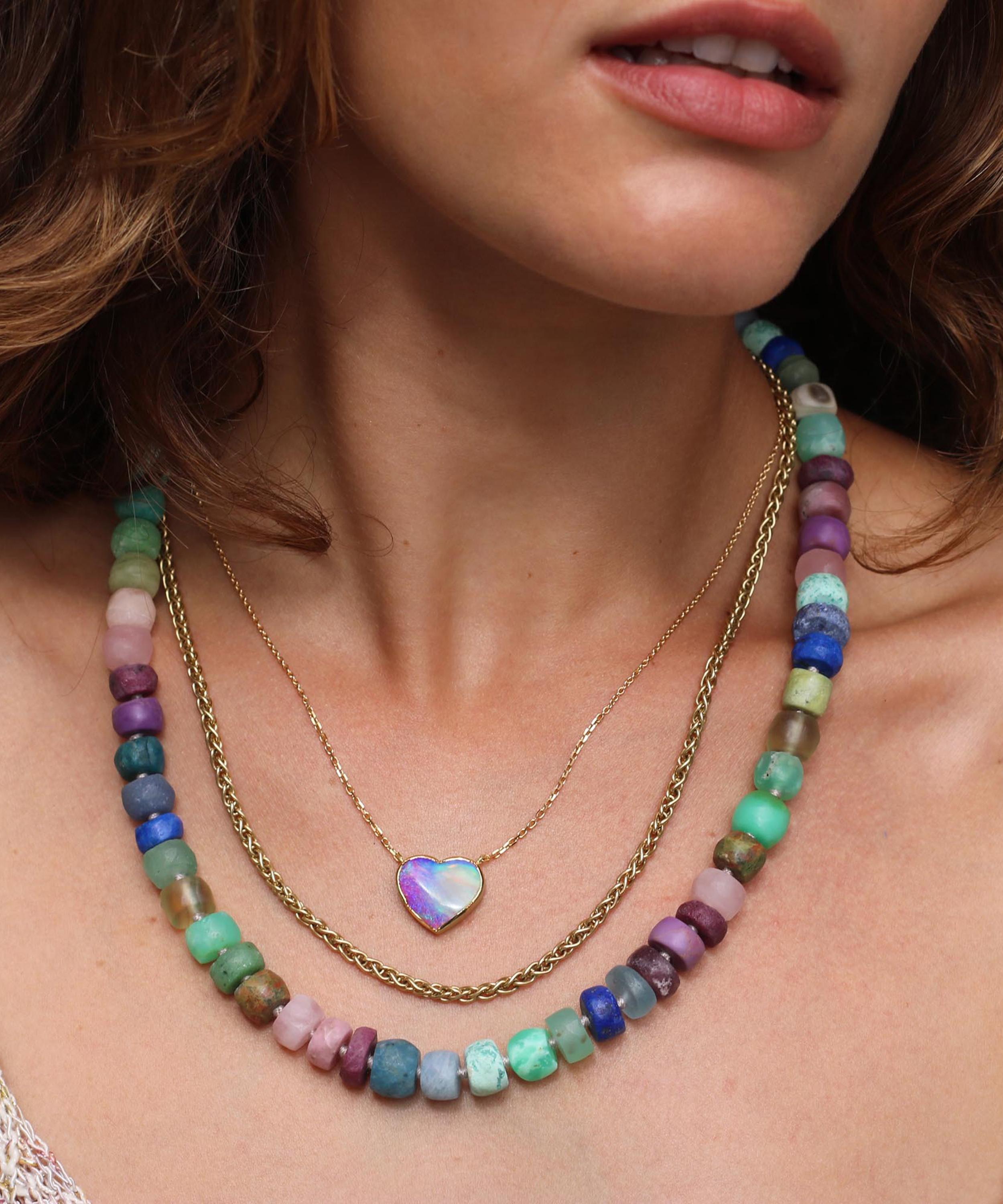 Brooke Gregson - 18ct Gold Unicorn Opal Heart Necklace image number 1
