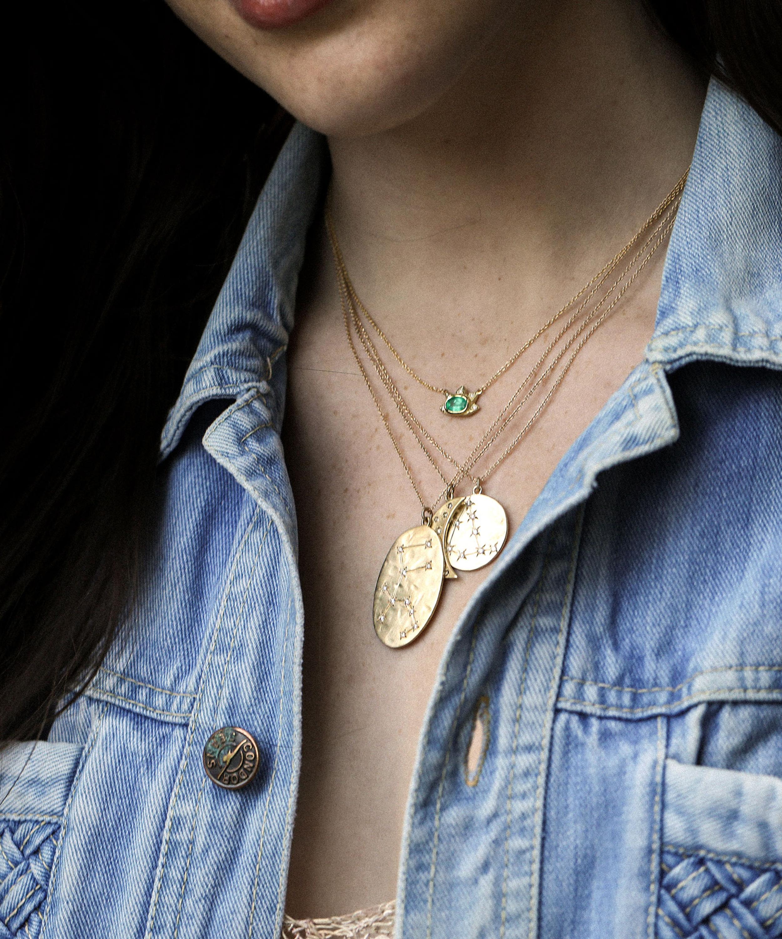 Brooke Gregson - 18ct Gold Emerald Sun Beam Pendant Necklace image number 1
