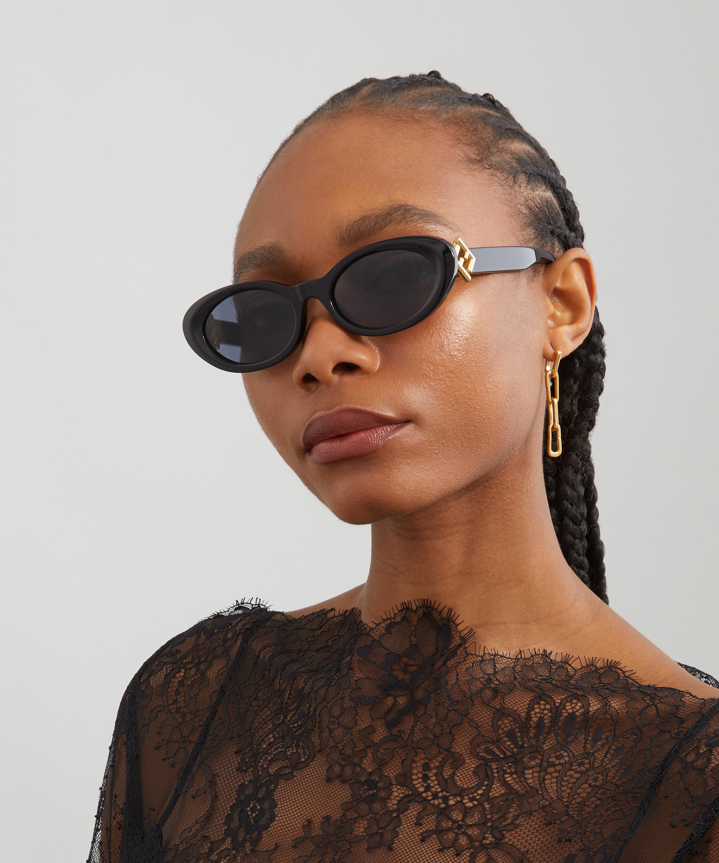 Fendi - Oval FF Diamonds Black Acetate Sunglasses image number 1