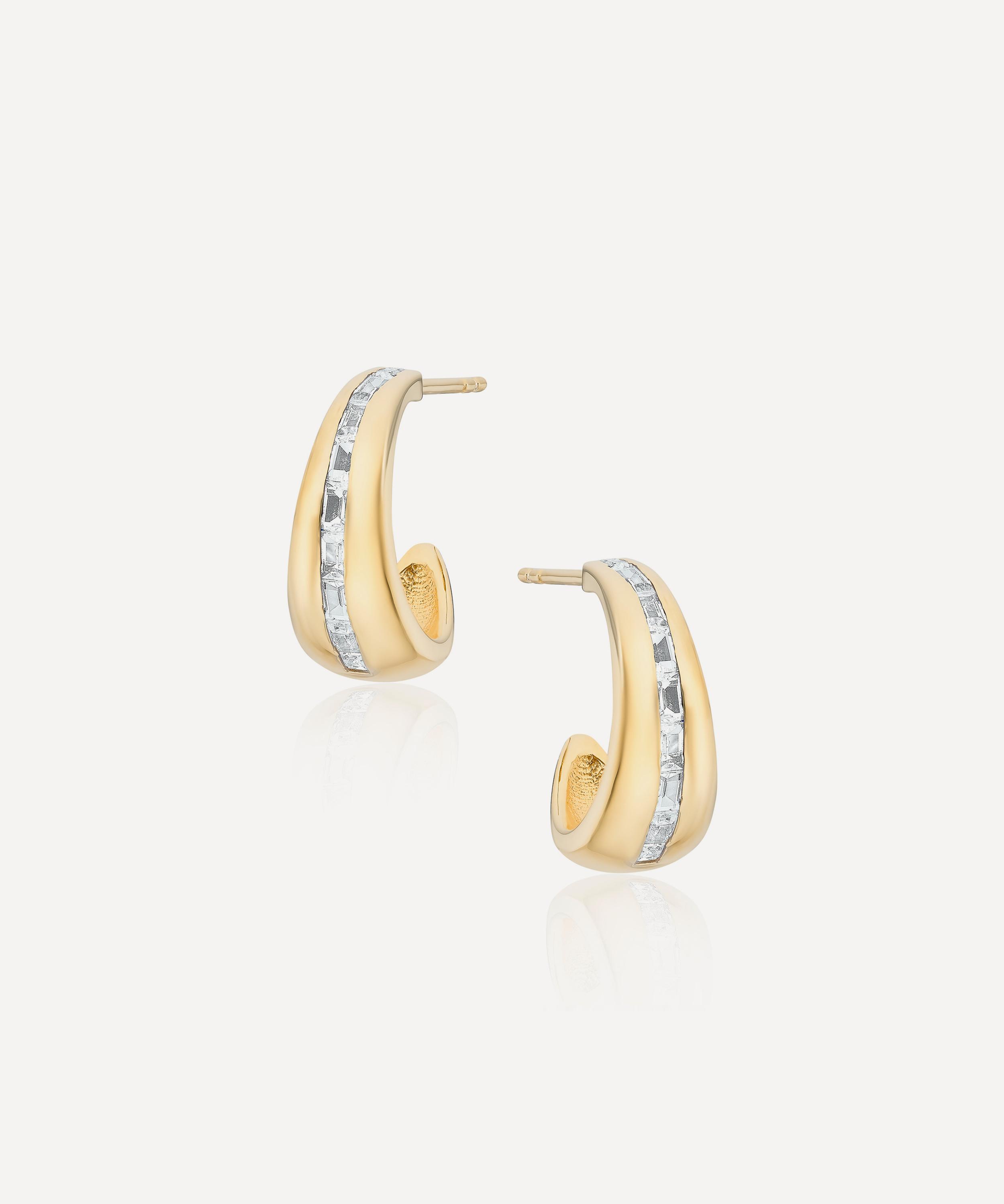 Laura Vann - 18ct Gold-Plated Vermeil Silver Bea Baguette Hoop Earrings image number 0