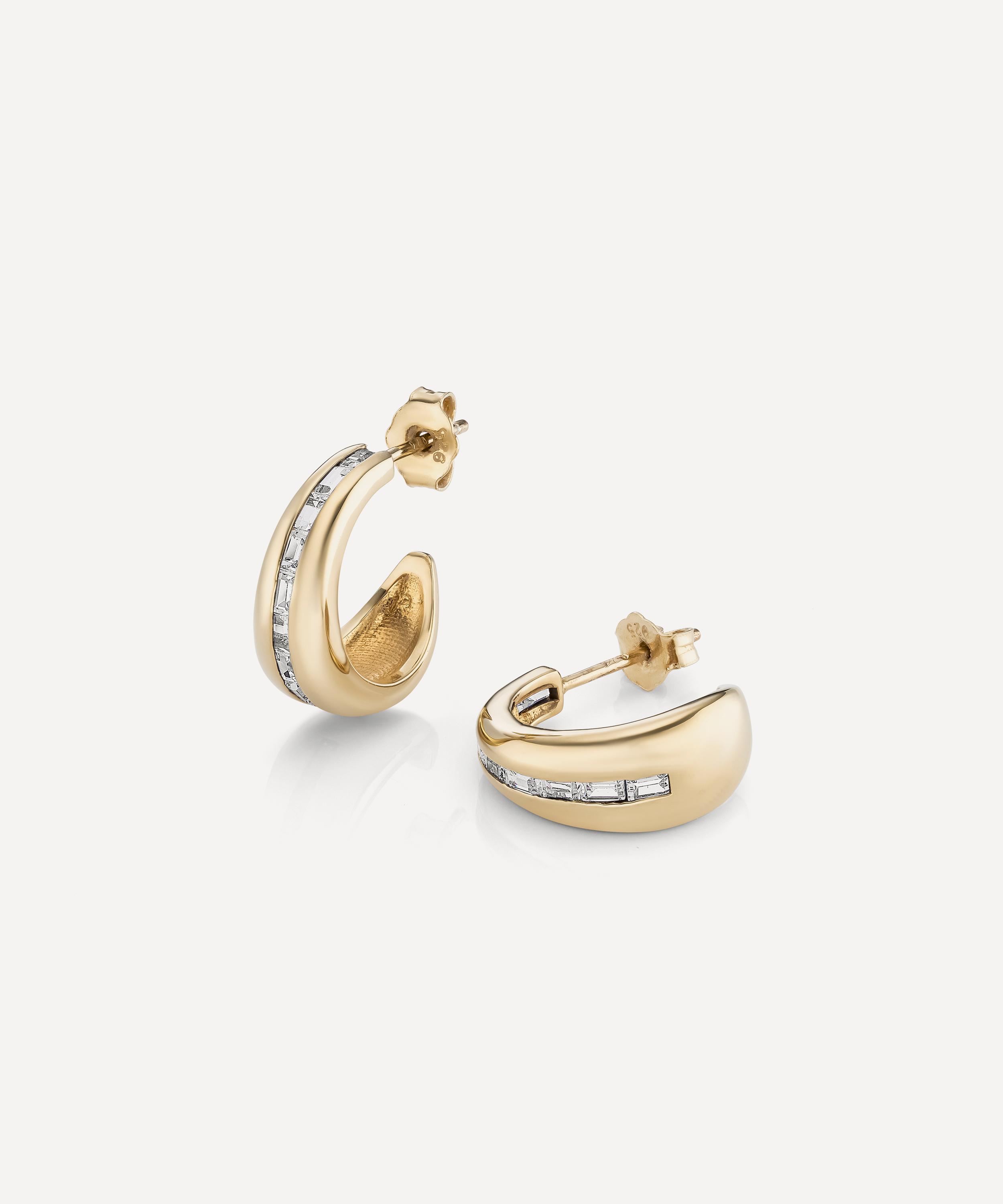Laura Vann - 18ct Gold-Plated Vermeil Silver Bea Baguette Hoop Earrings image number 1