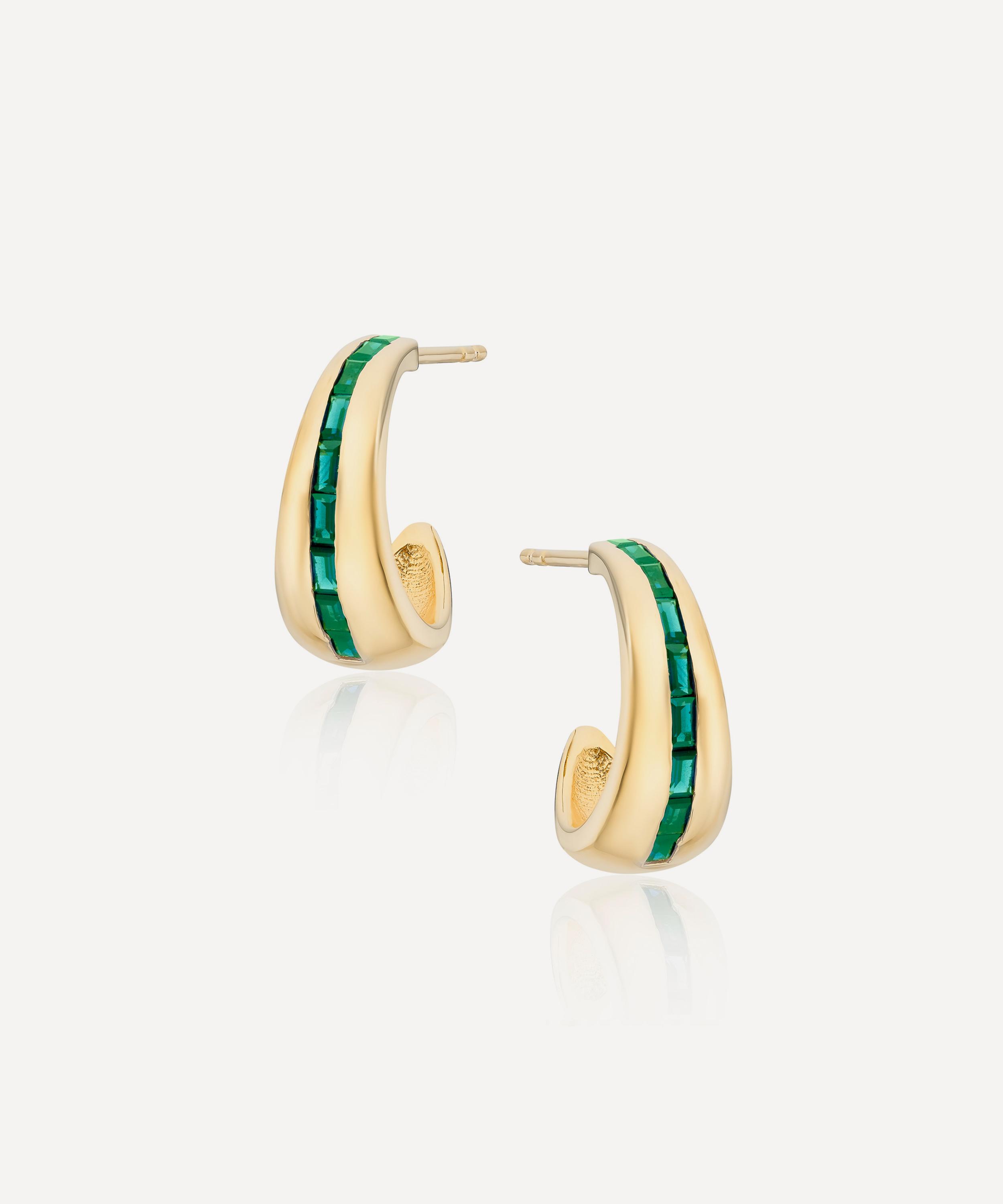 Laura Vann - 18ct Gold-Plated Vermeil Silver Bea Baguette Hoop Earrings image number 0