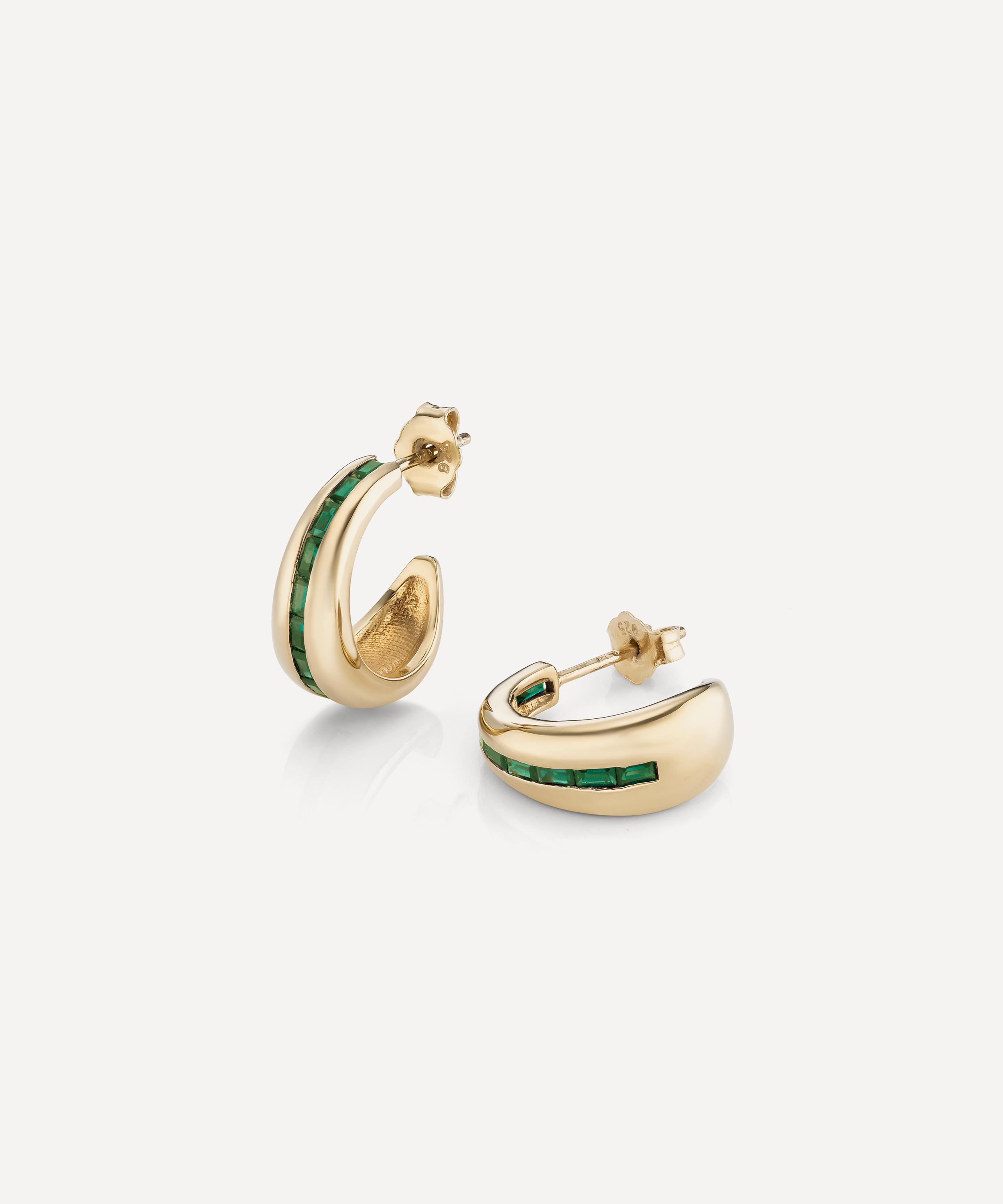 Laura Vann - 18ct Gold-Plated Vermeil Silver Bea Baguette Hoop Earrings image number 1
