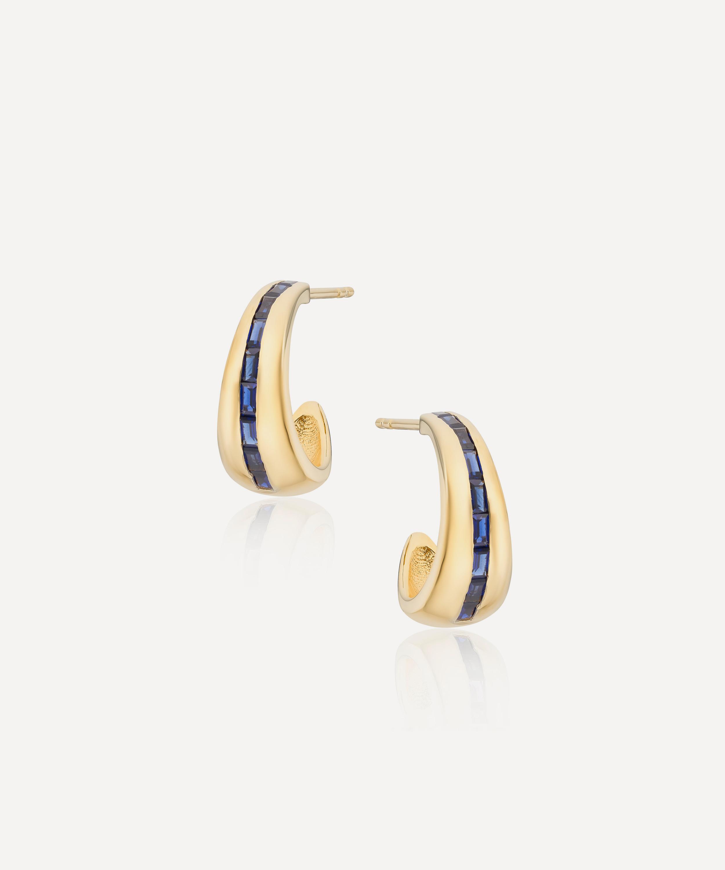 Laura Vann - 18ct Gold-Plated Vermeil Silver Bea Baguette Hoop Earrings image number 0