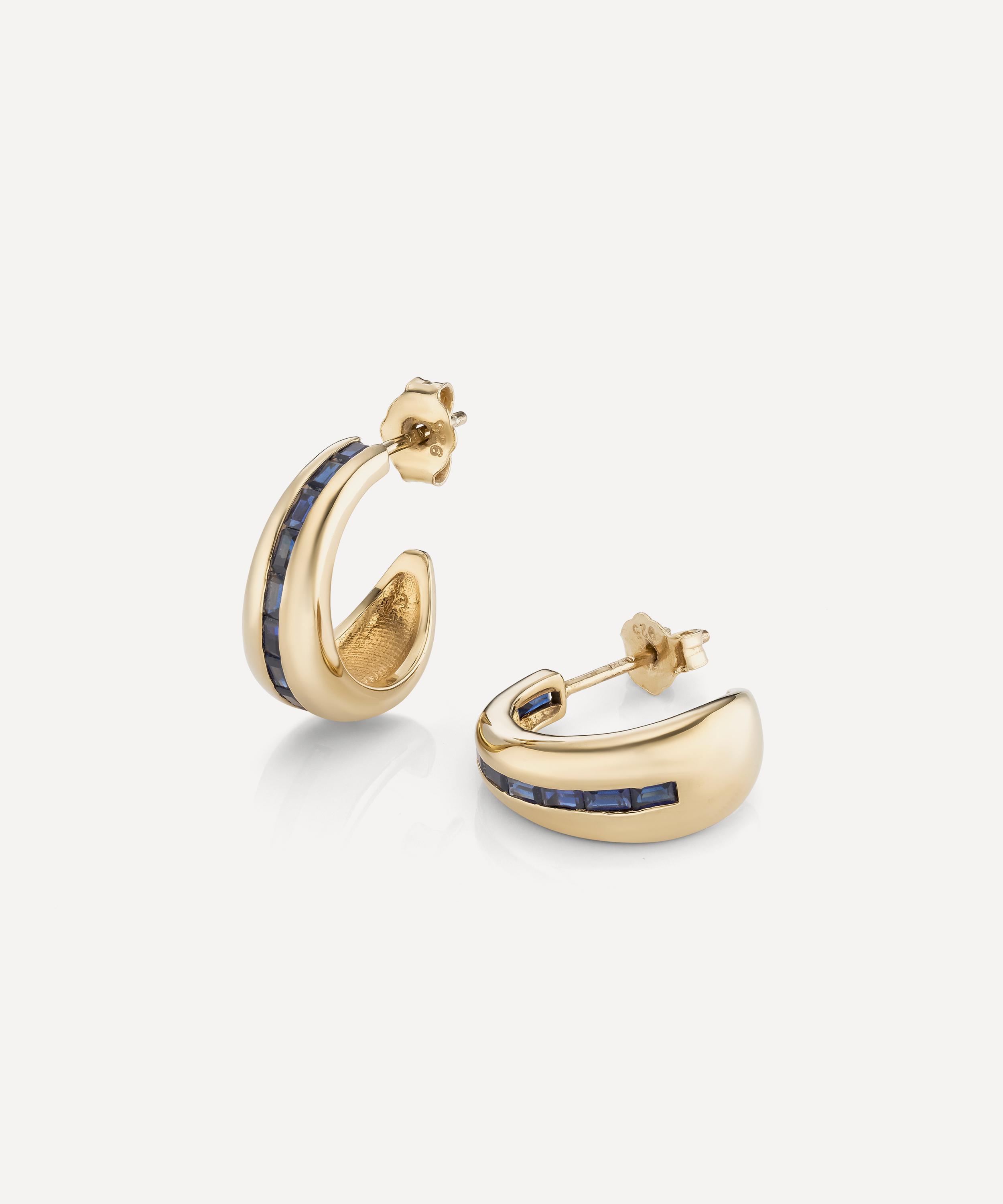 Laura Vann - 18ct Gold-Plated Vermeil Silver Bea Baguette Hoop Earrings image number 2