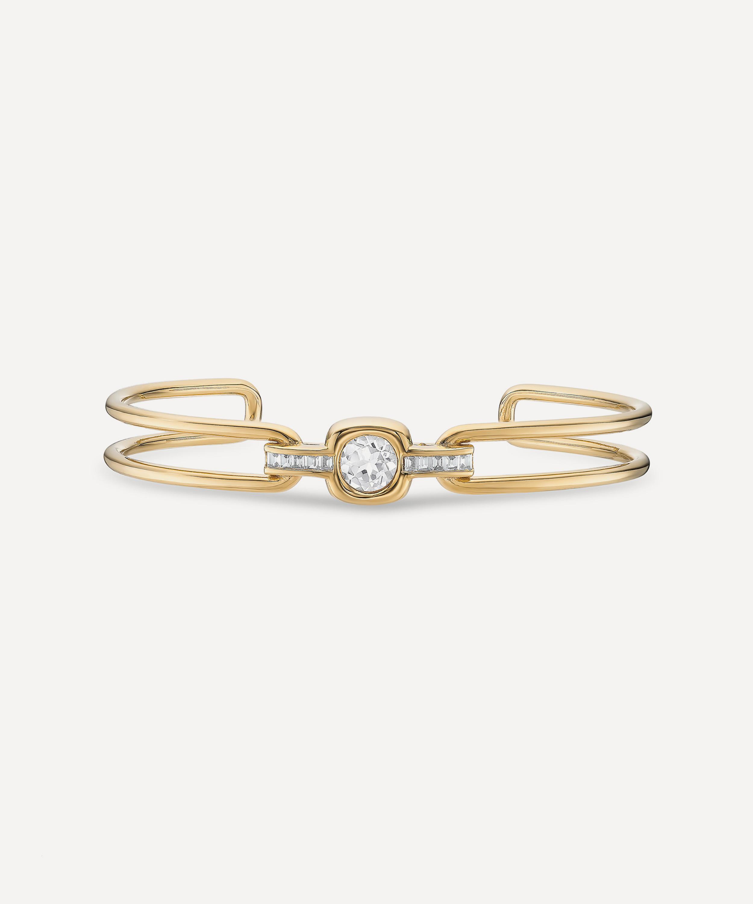 Laura Vann - Gold-Plated Gaia White Topaz Bangle Bracelet image number 0