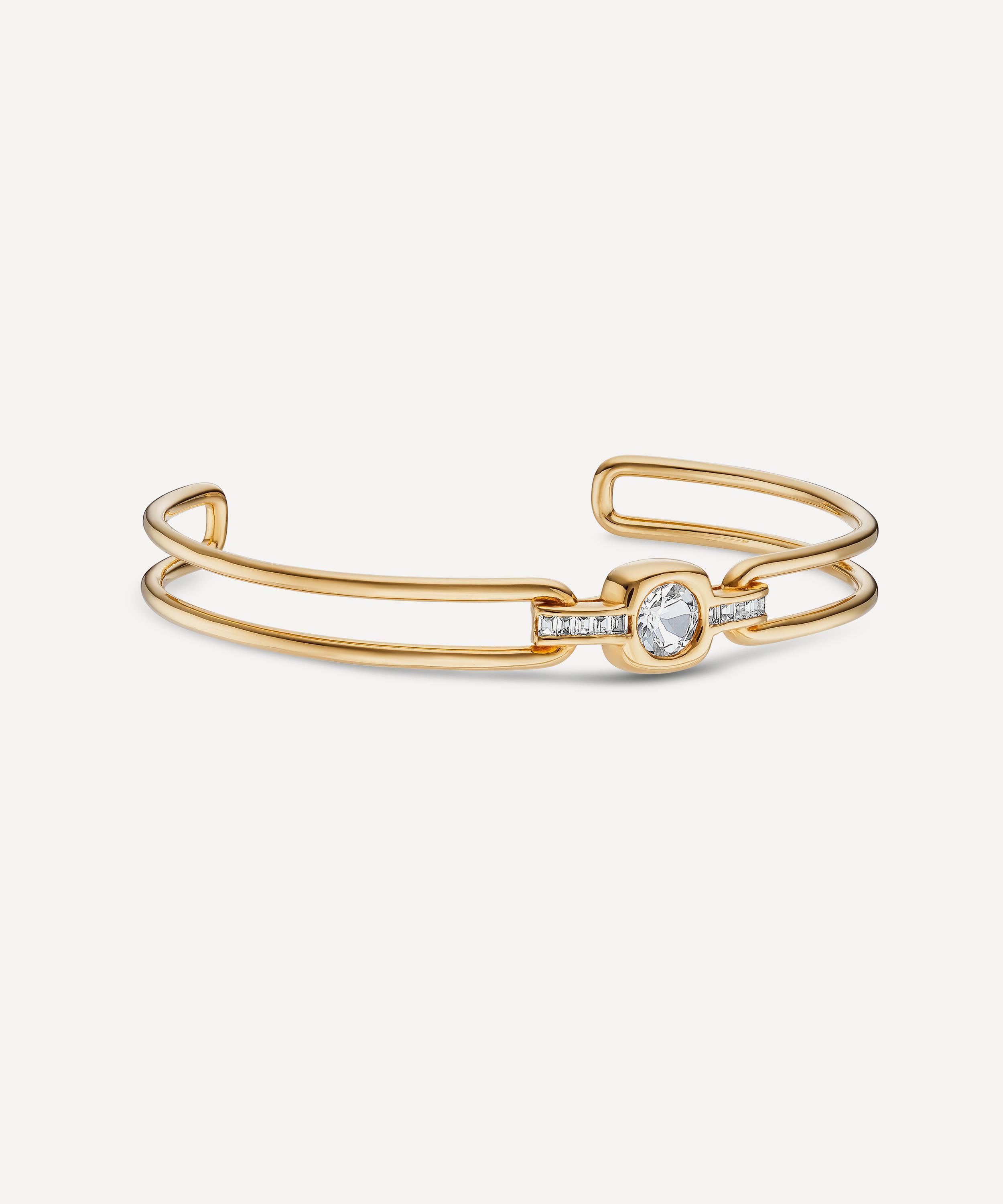 Laura Vann - Gold-Plated Gaia White Topaz Bangle Bracelet image number 2