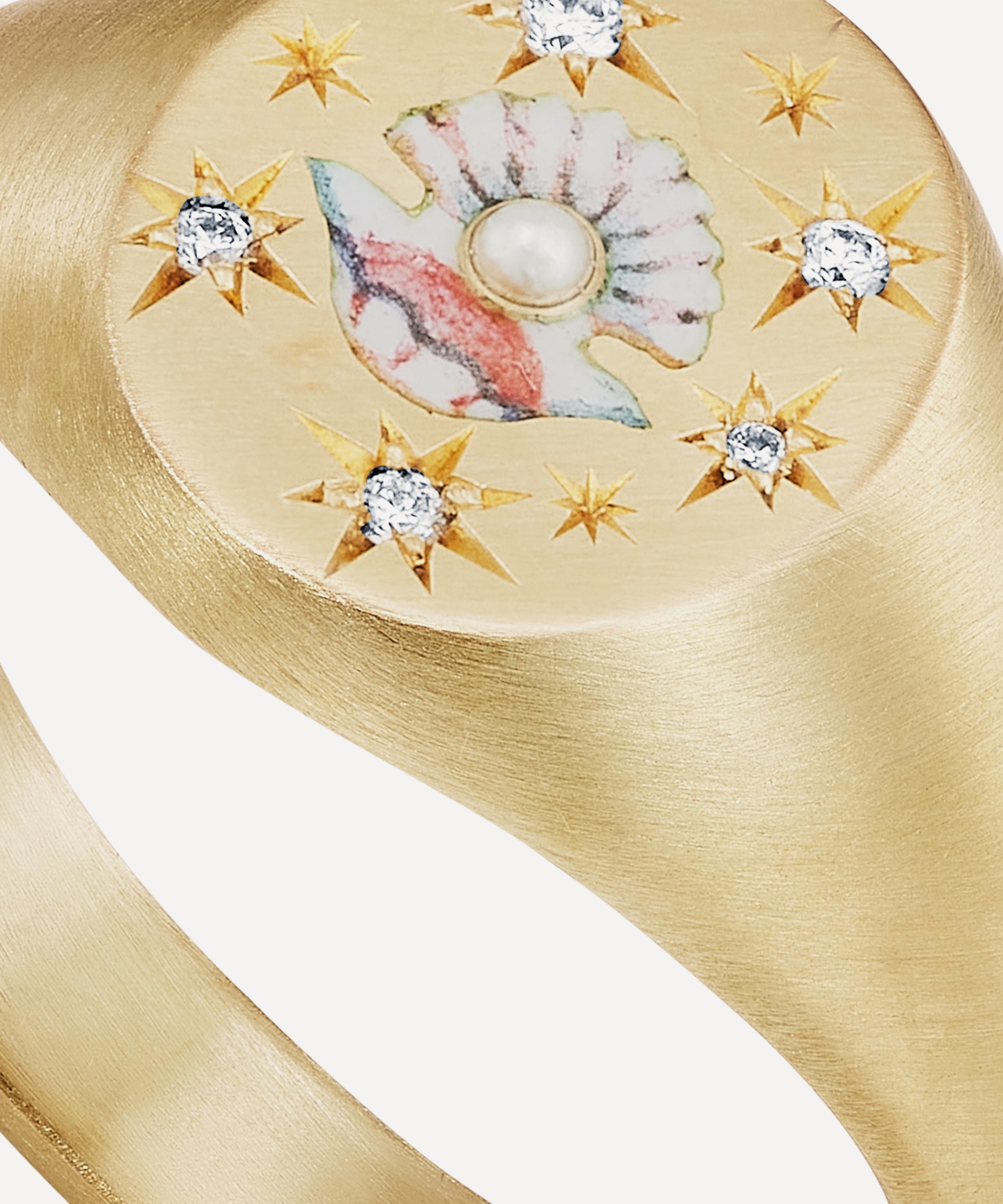 Cece Jewellery - 18ct Gold Clam and Pearl Signet Ring image number 3