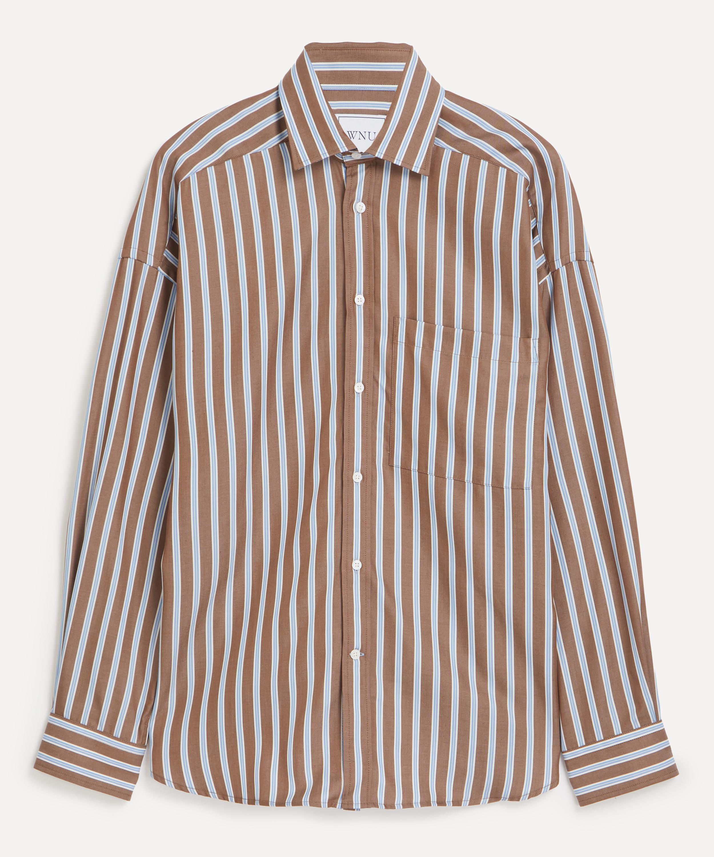 With Nothing Underneath - The Weekend Mocha Multi-Stripe Shirt