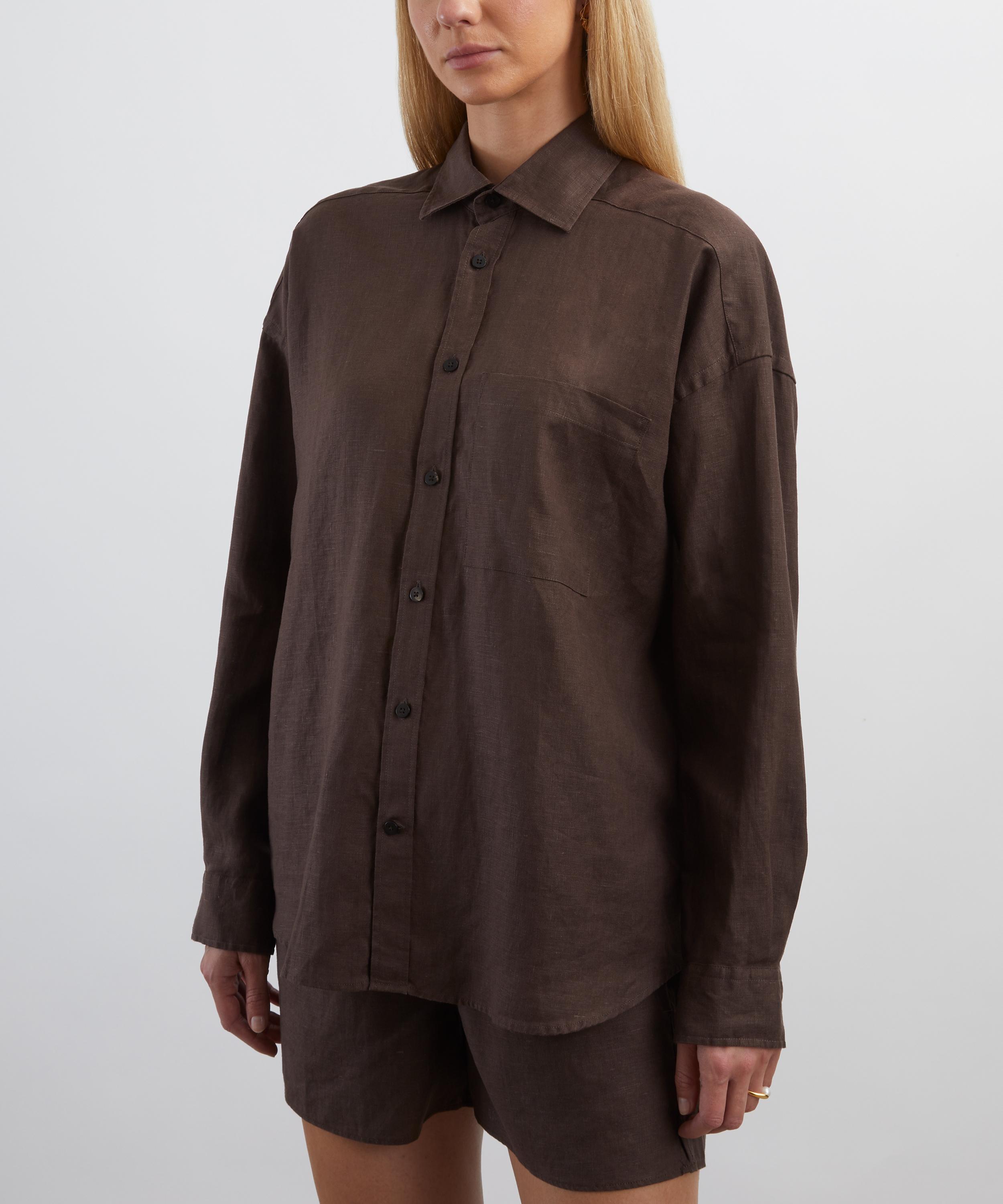 With Nothing Underneath - The Weekend Chocolate Hemp Shirt image number 2
