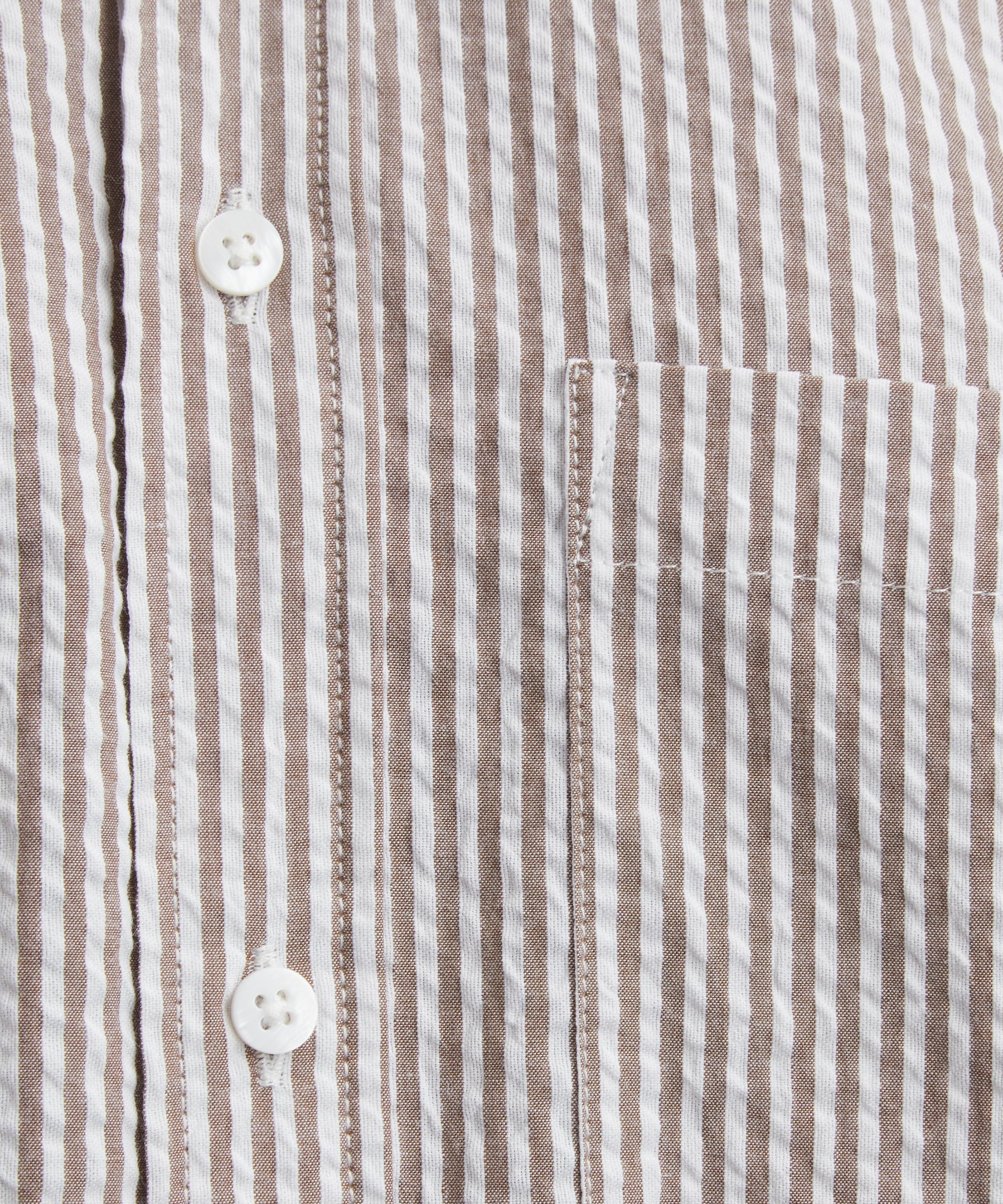 With Nothing Underneath - The Weekend Seersucker Mocha Stripe Shirt image number 4