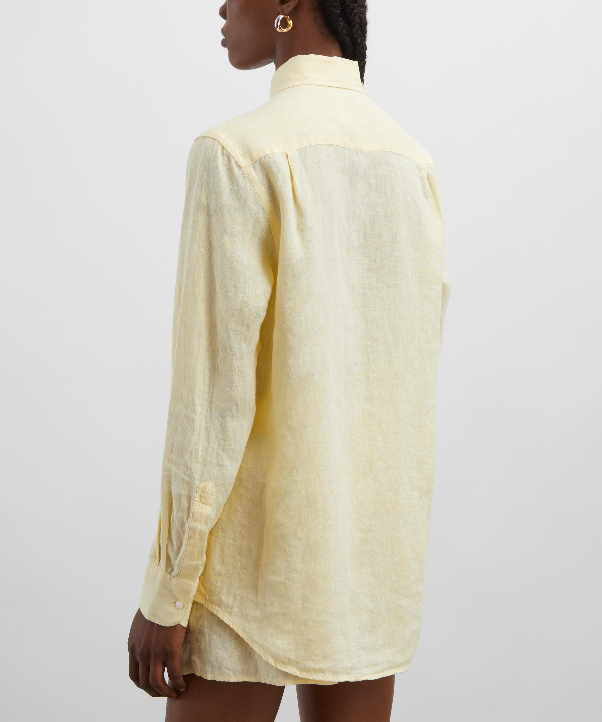 With Nothing Underneath - The Boyfriend Linen Lemon Yellow Shirt image number 3
