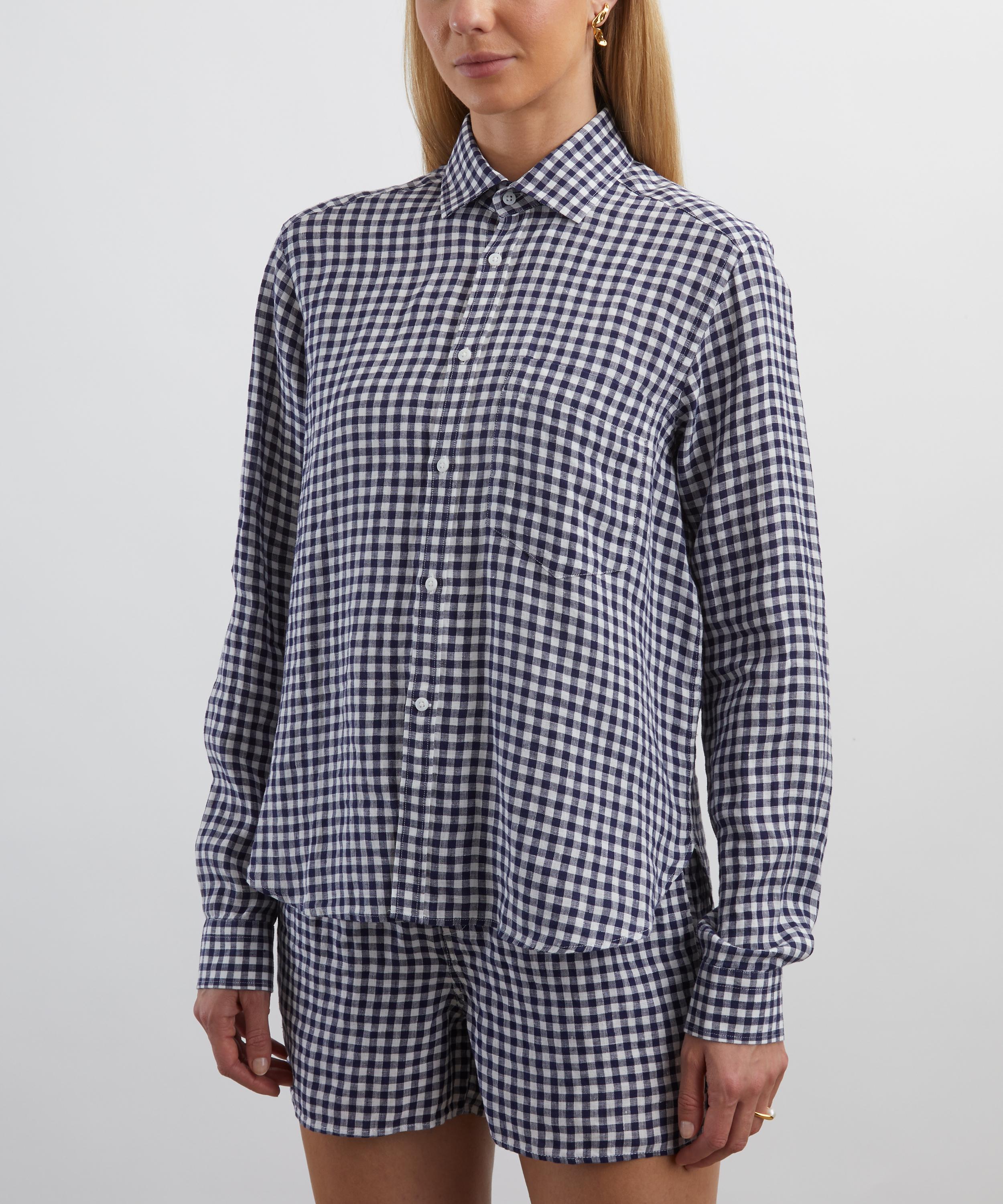 With Nothing Underneath - The Classic Navy Blue Gingham Shirt image number 2