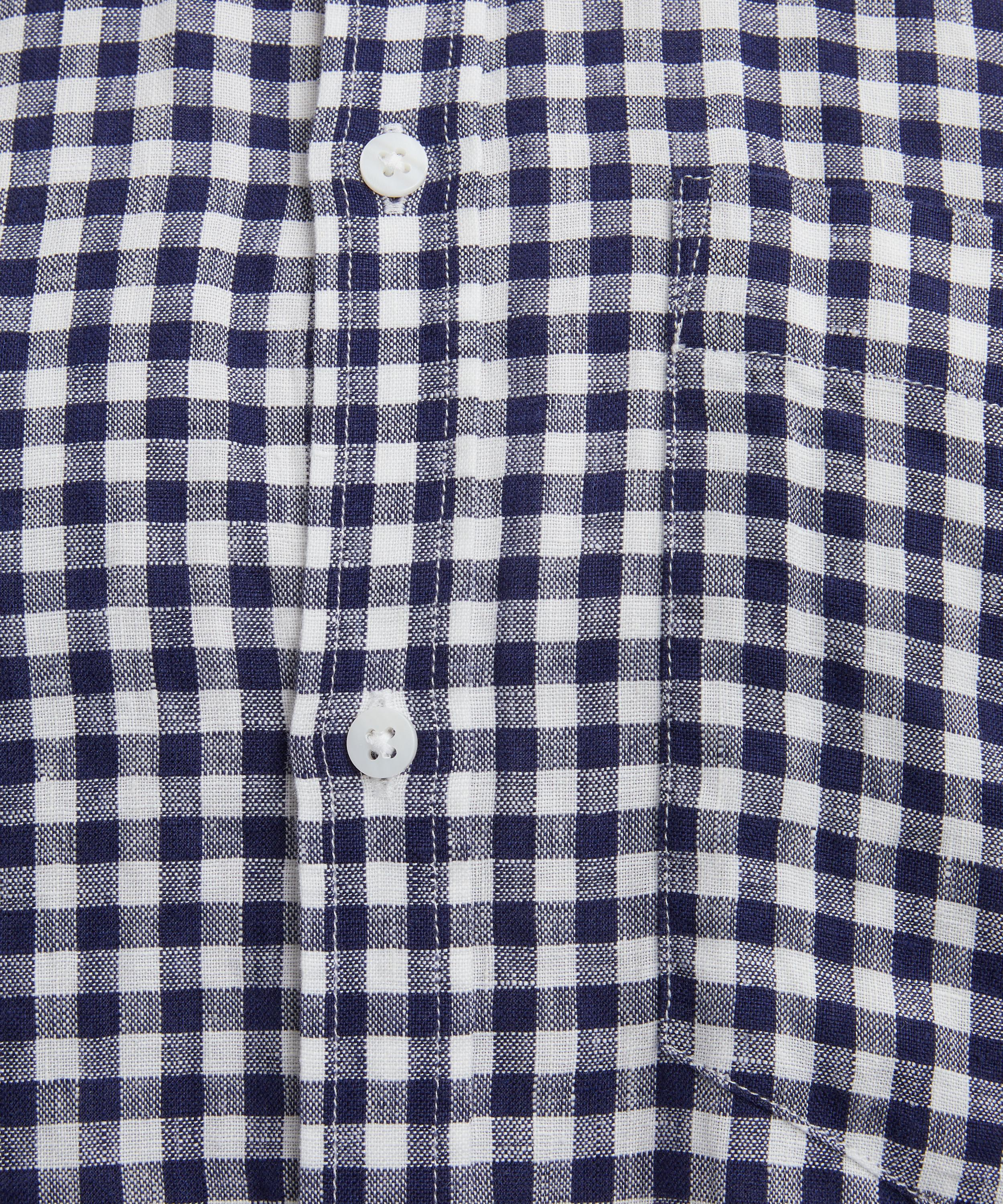 With Nothing Underneath - The Classic Navy Blue Gingham Shirt image number 4
