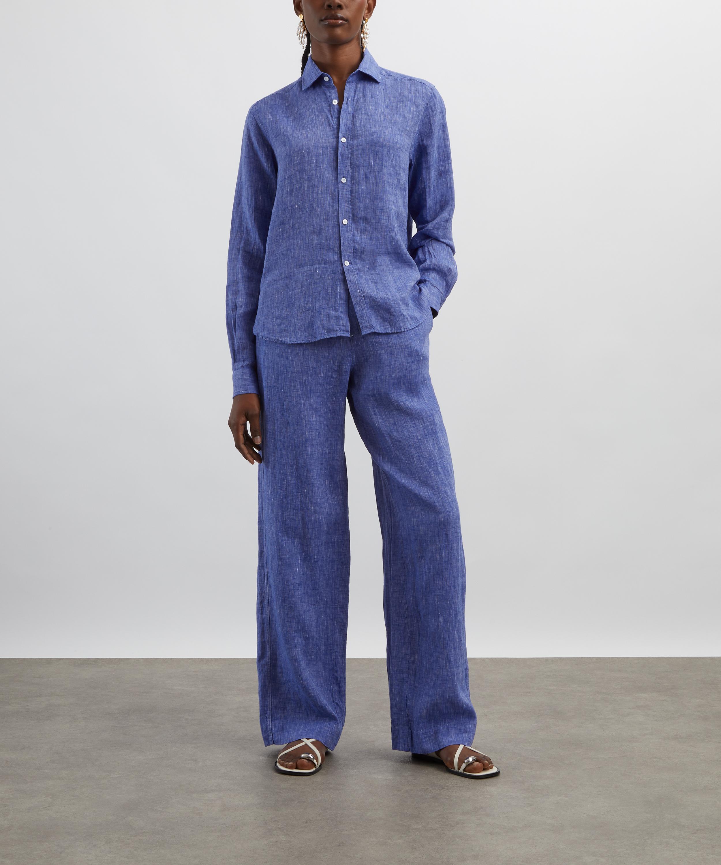 With Nothing Underneath - The Lapis Blue Palazzo Trousers image number 1