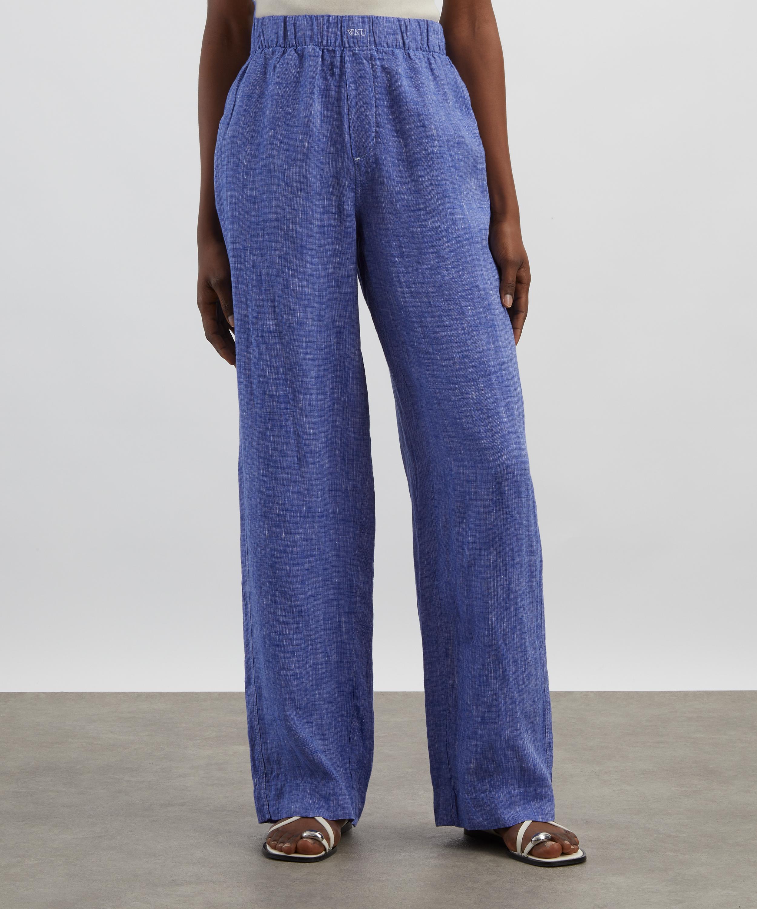 With Nothing Underneath - The Lapis Blue Palazzo Trousers image number 2