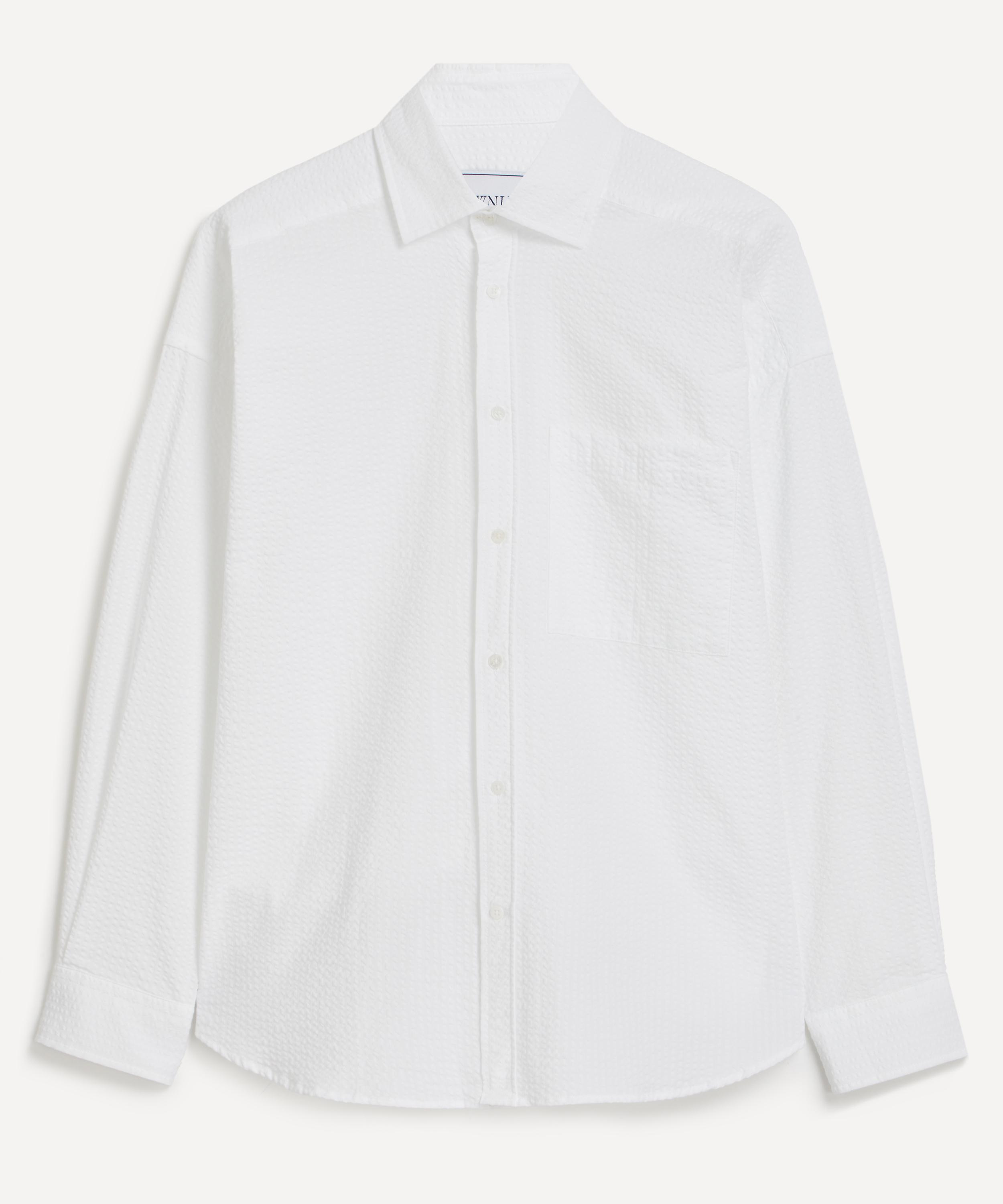 With Nothing Underneath - The Weekend White Seersucker Shirt image number 0