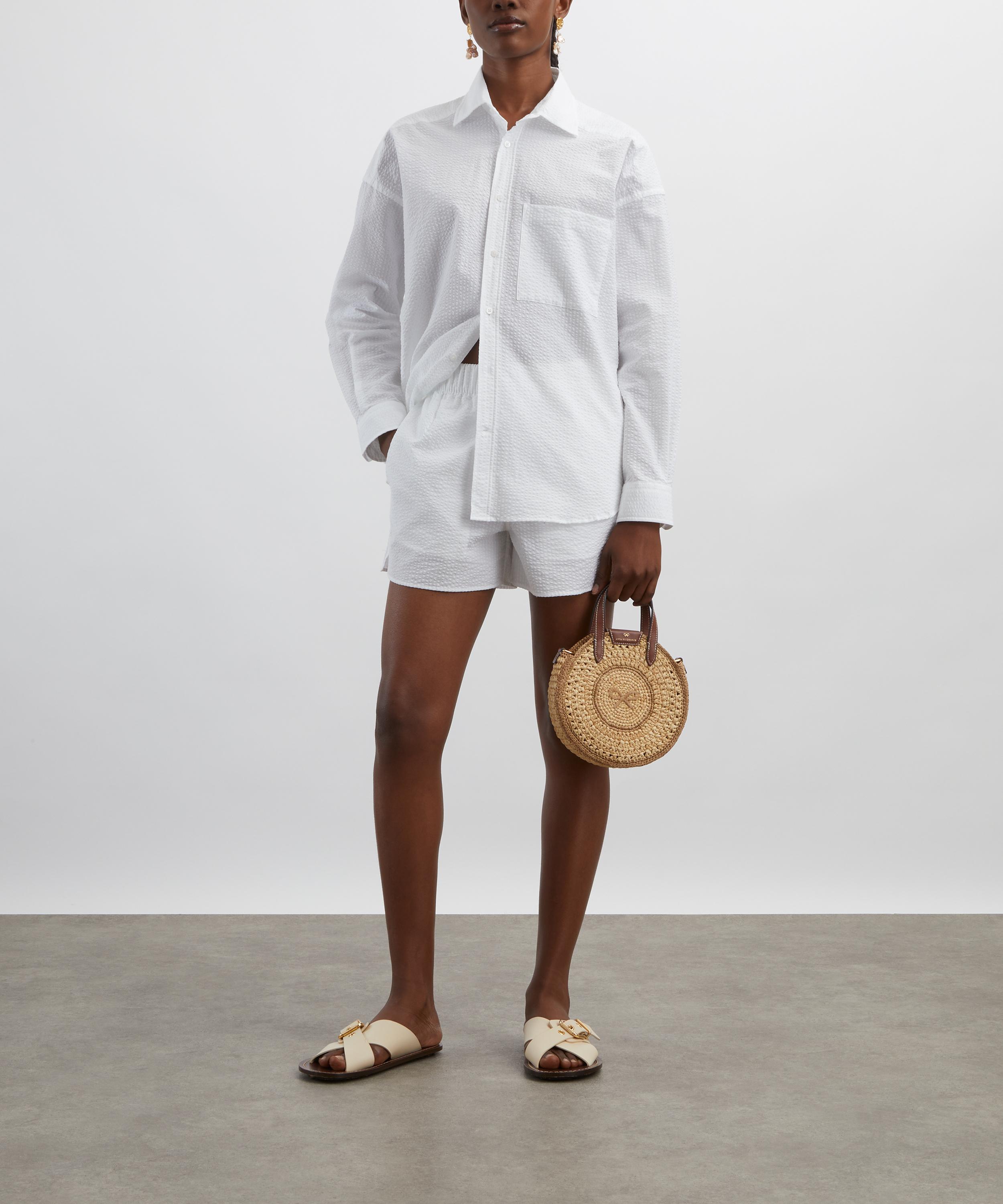 With Nothing Underneath - The Weekend White Seersucker Shirt image number 1