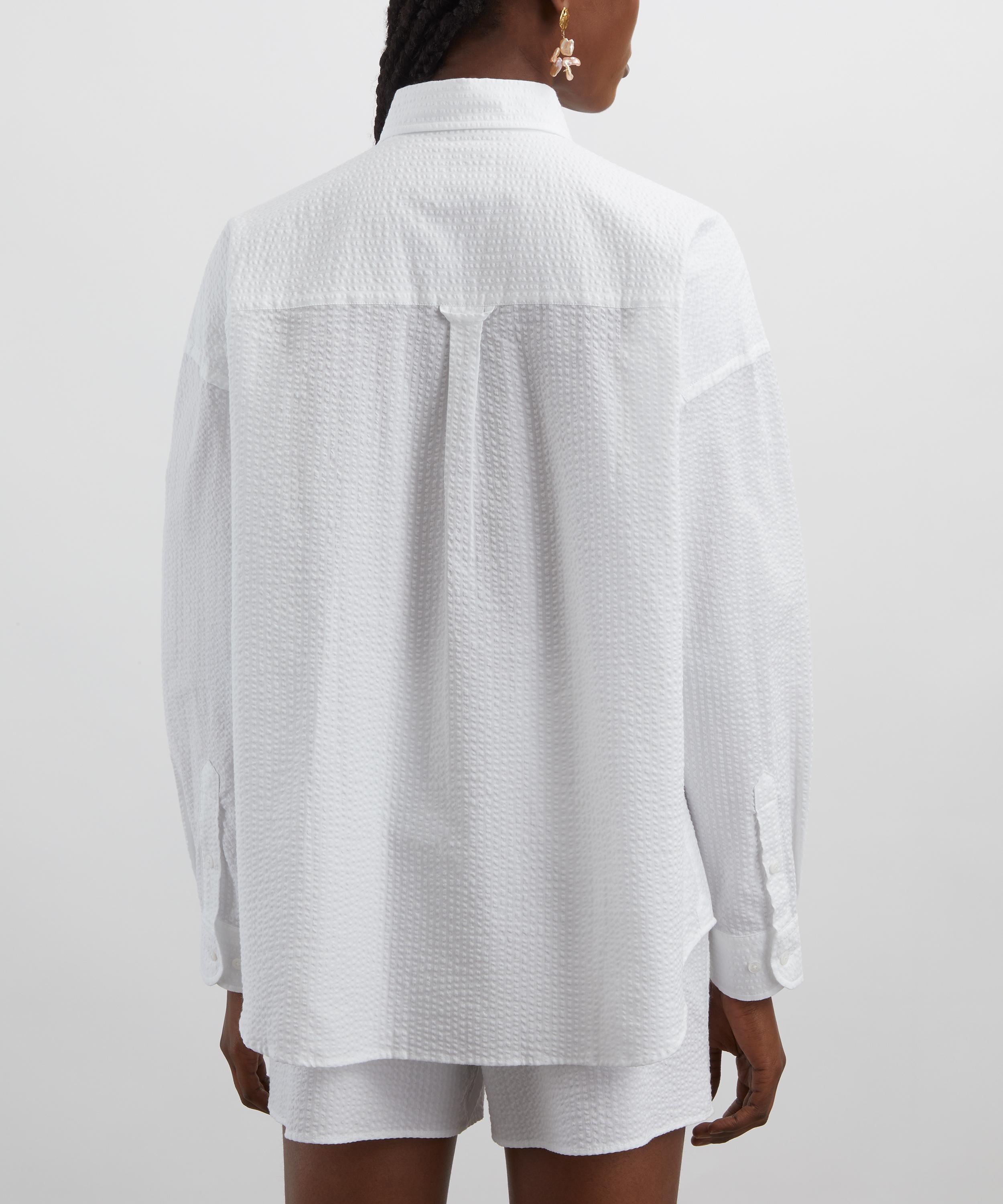 With Nothing Underneath - The Weekend White Seersucker Shirt image number 3
