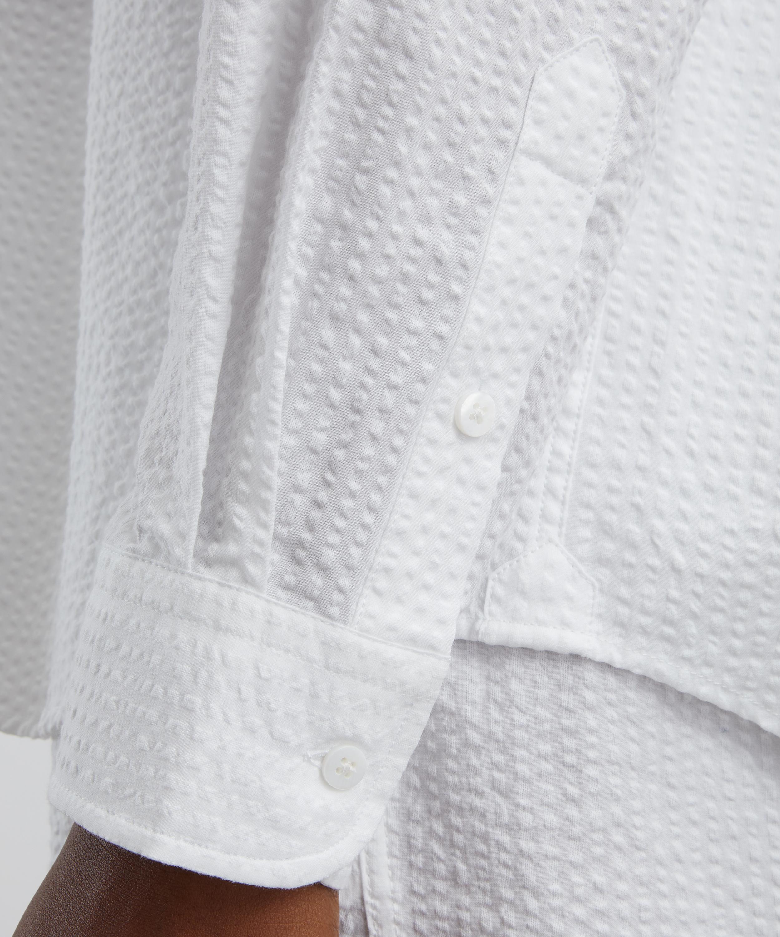With Nothing Underneath - The Weekend White Seersucker Shirt image number 4