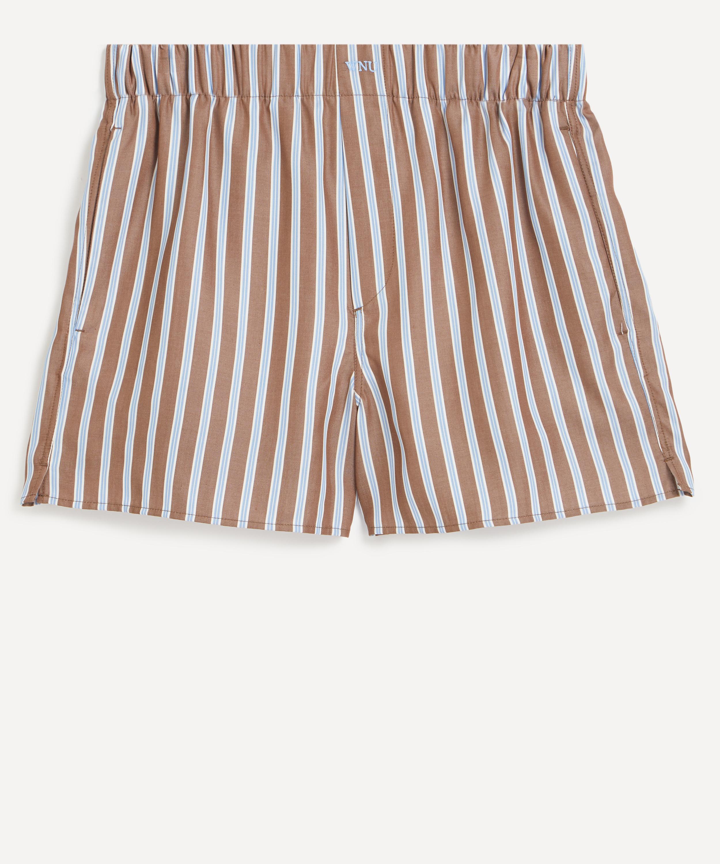 With Nothing Underneath - The Boxer Mocha Multi-Stripe Shorts image number 0