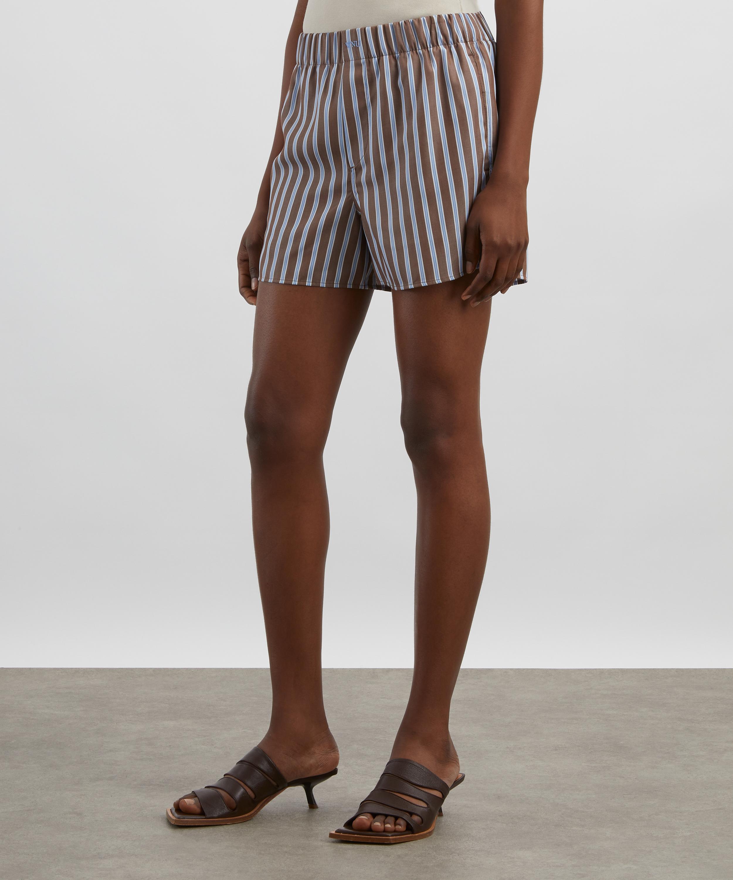 With Nothing Underneath - The Boxer Mocha Multi-Stripe Shorts image number 2
