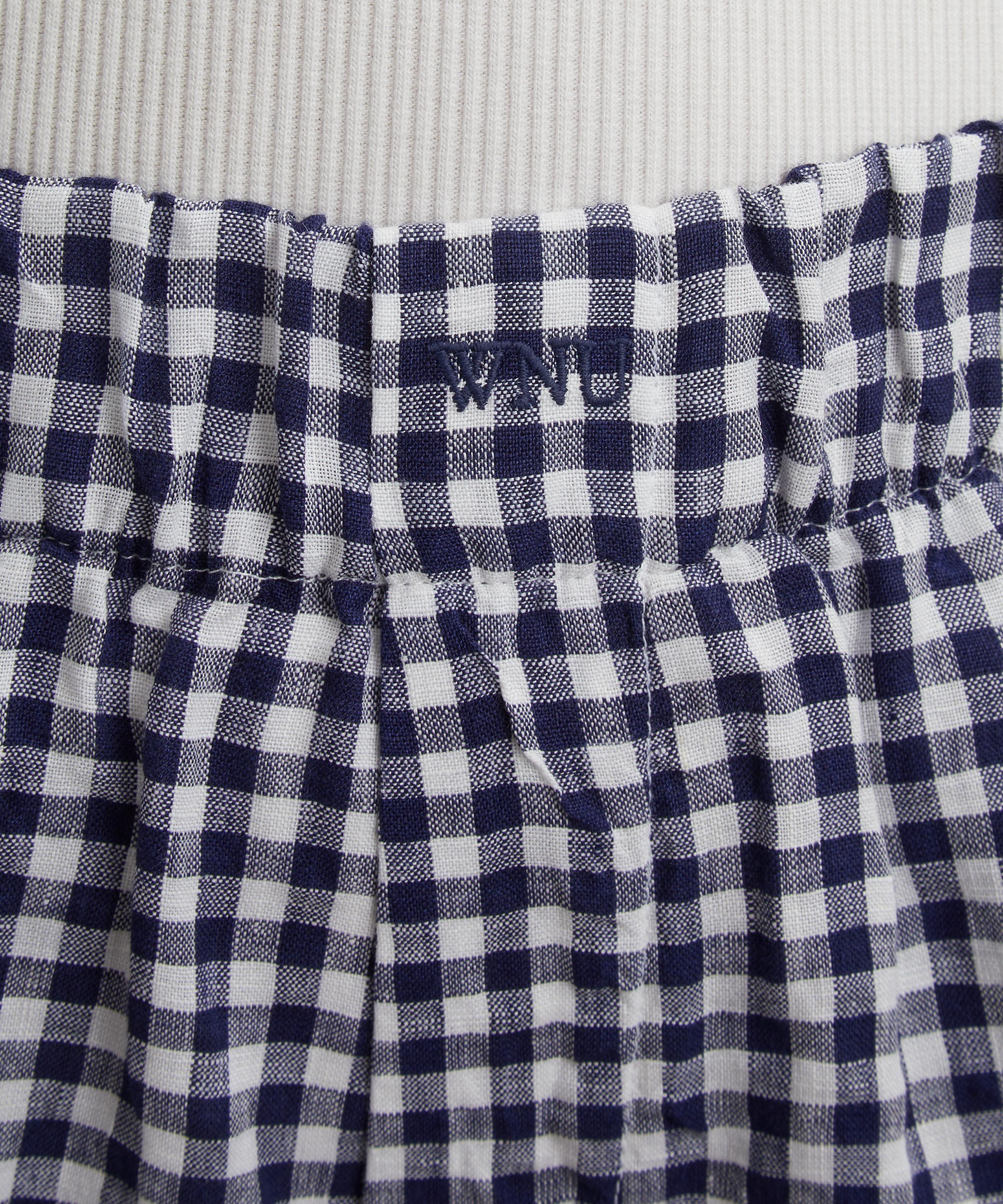 With Nothing Underneath - The Boxer Navy Blue Gingham Shorts image number 4