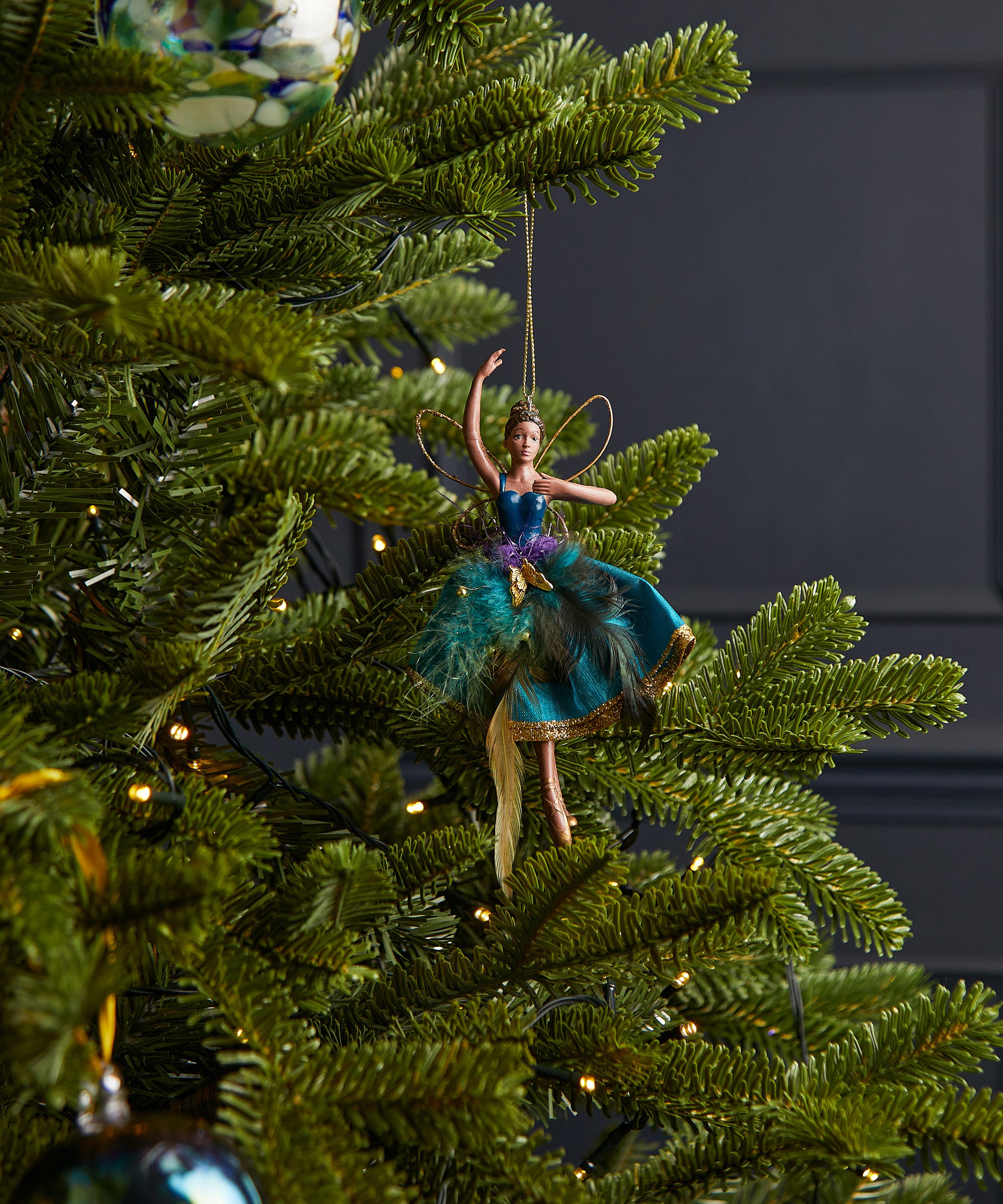 Christmas - Fairy in Purple Feather Skirt Ornament Set of 2 image number 1