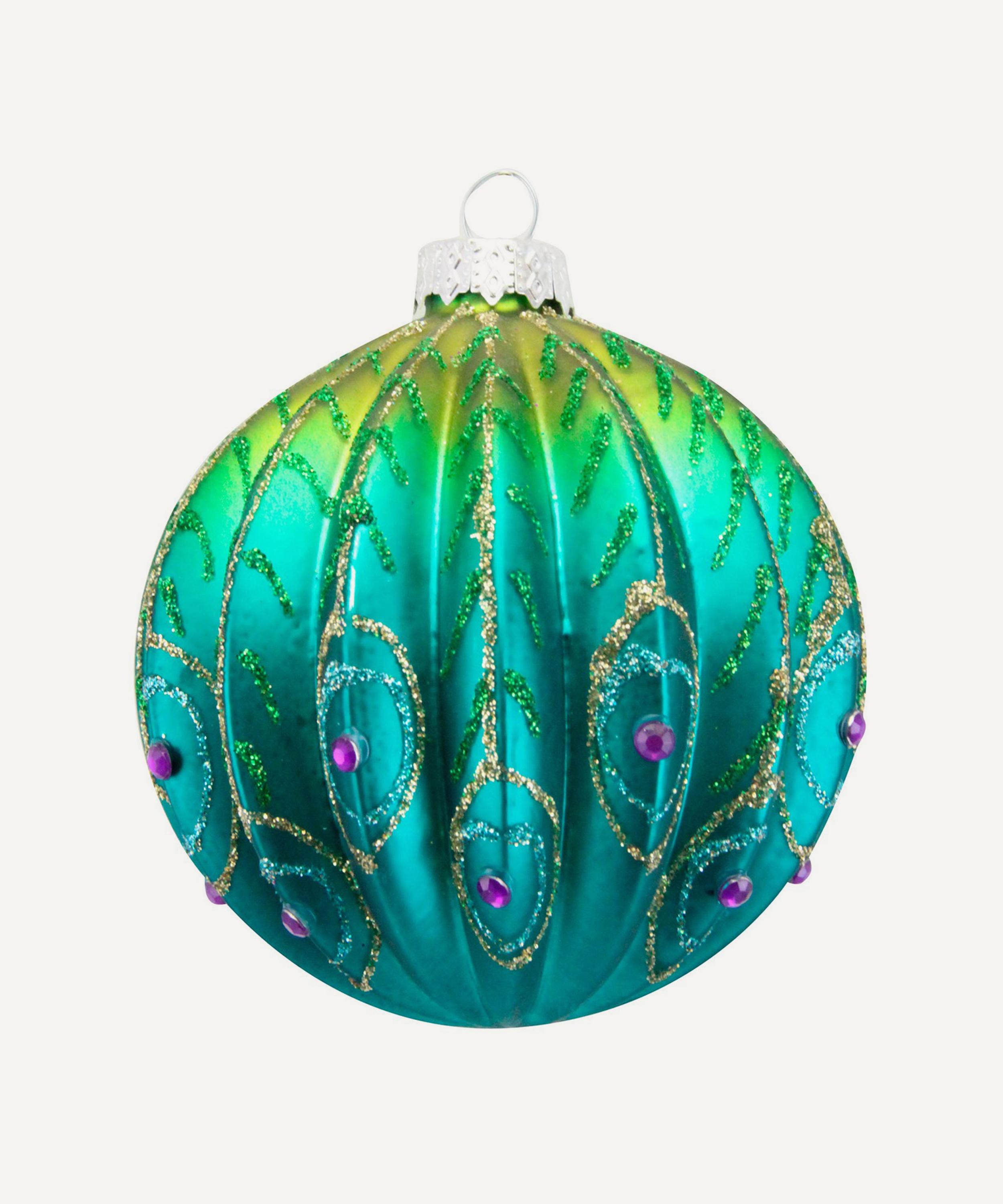 Christmas - Ribbed Peacock Bauble