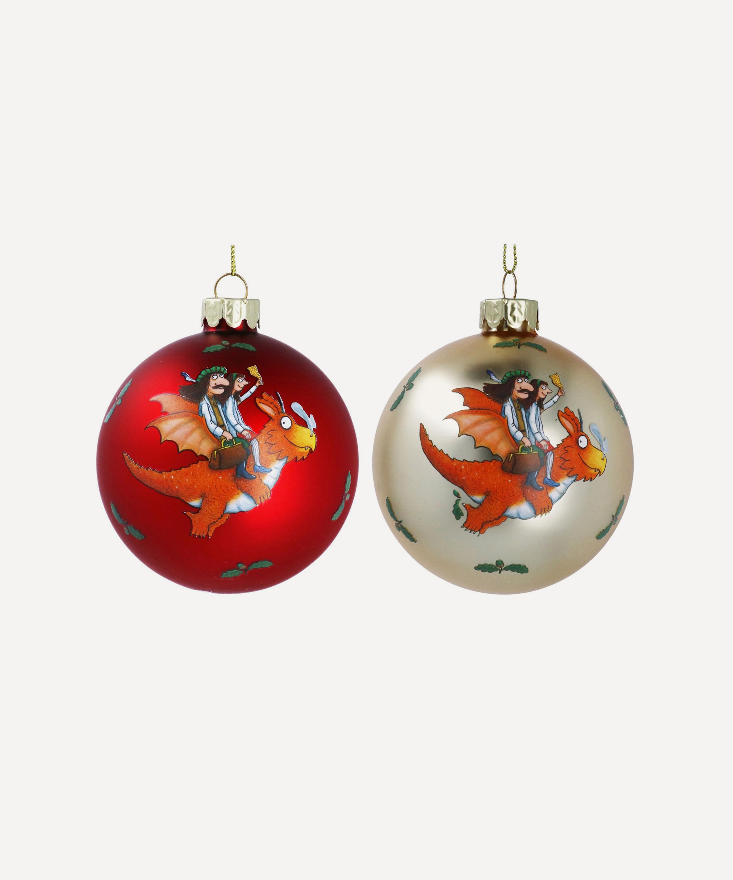 Christmas - Red and Gold Glass Baubles Set of 2 image number 0
