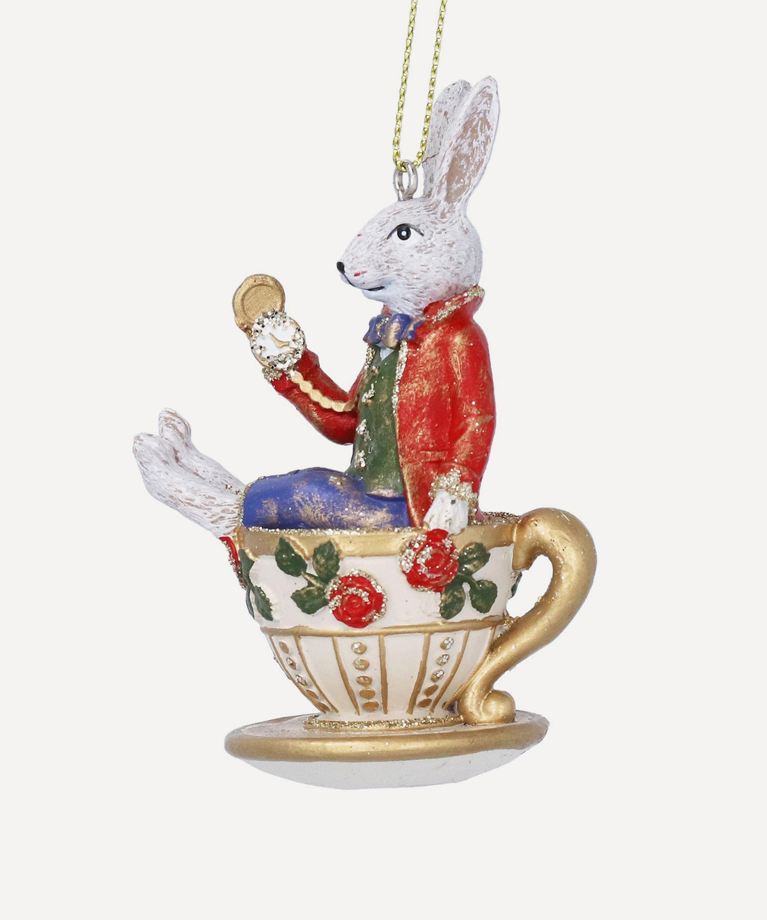 Christmas - White Rabbit in Teacup Ornament image number 0