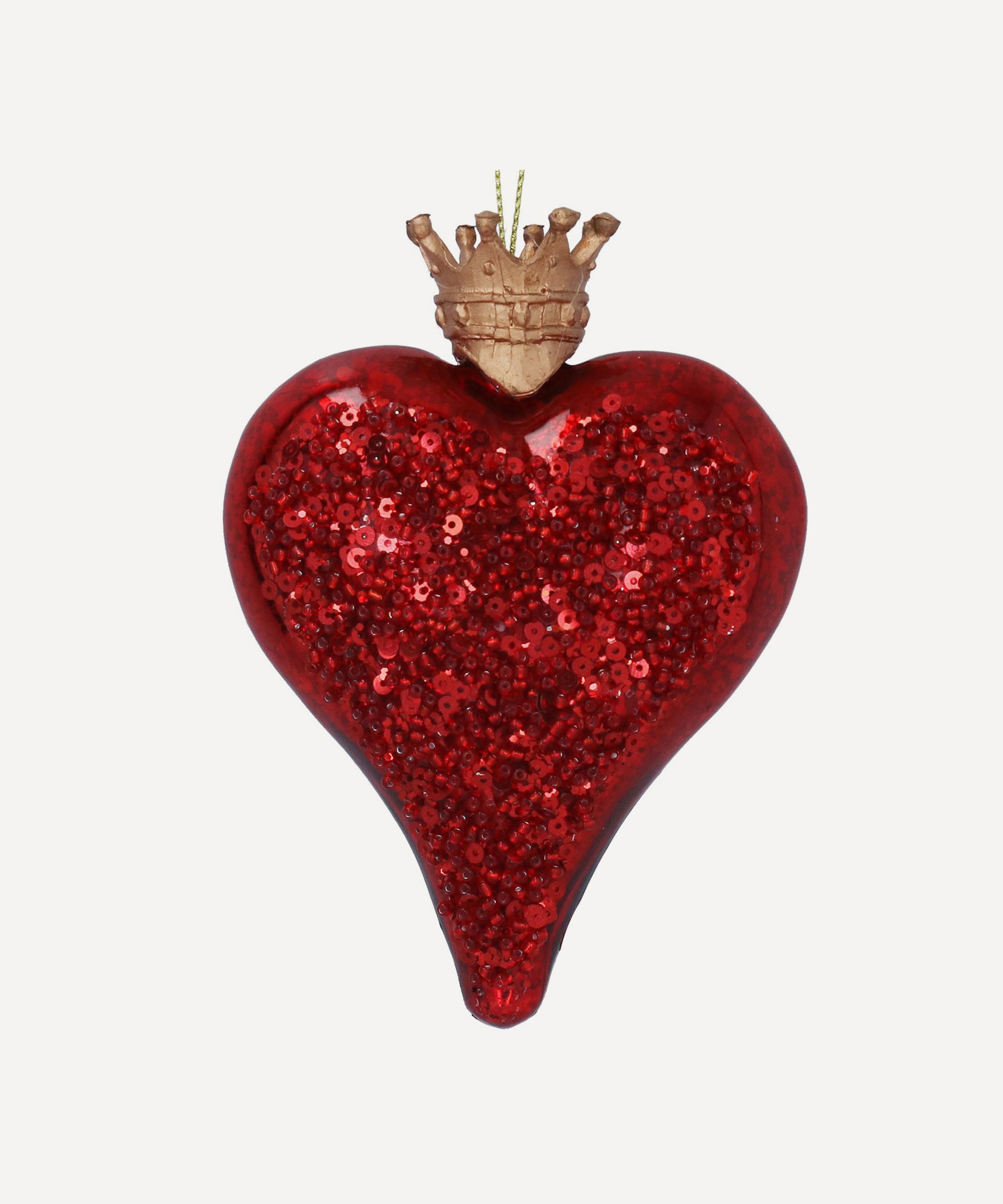 Christmas - Red Sequinned Heart Ornament image number 0